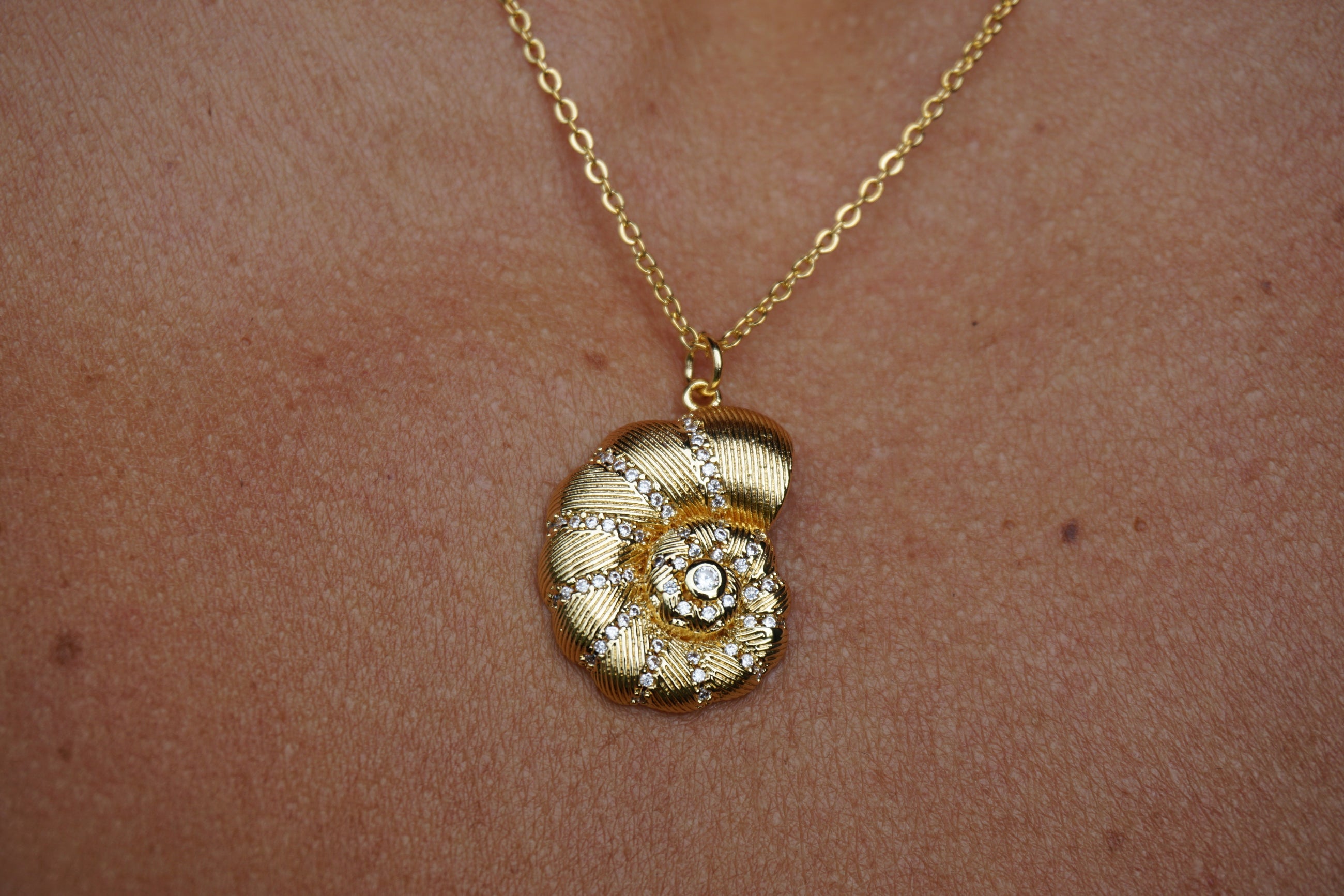 Crystal Gold Shell Necklace
