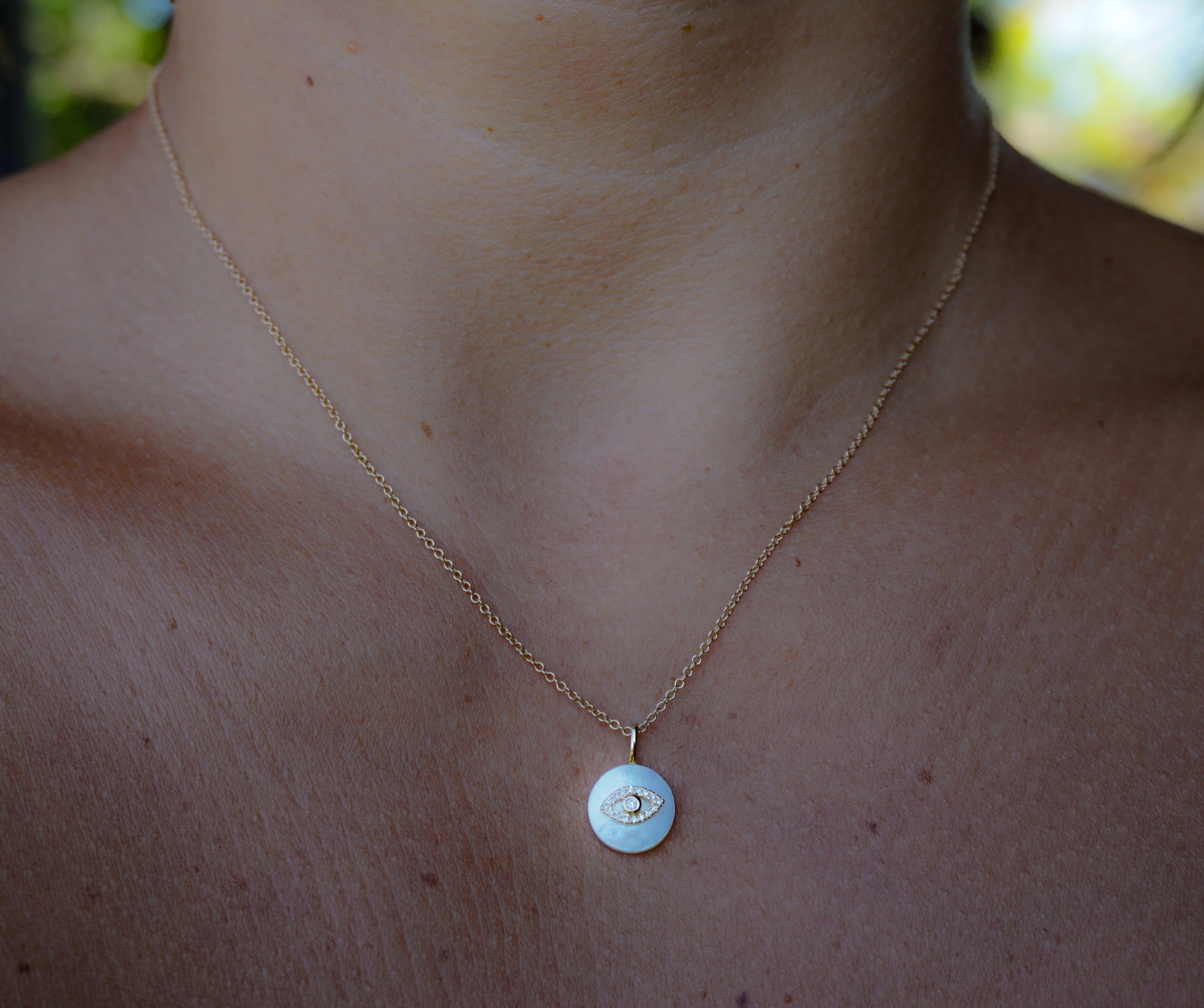 Mini Diamond Eye Amulet Necklace