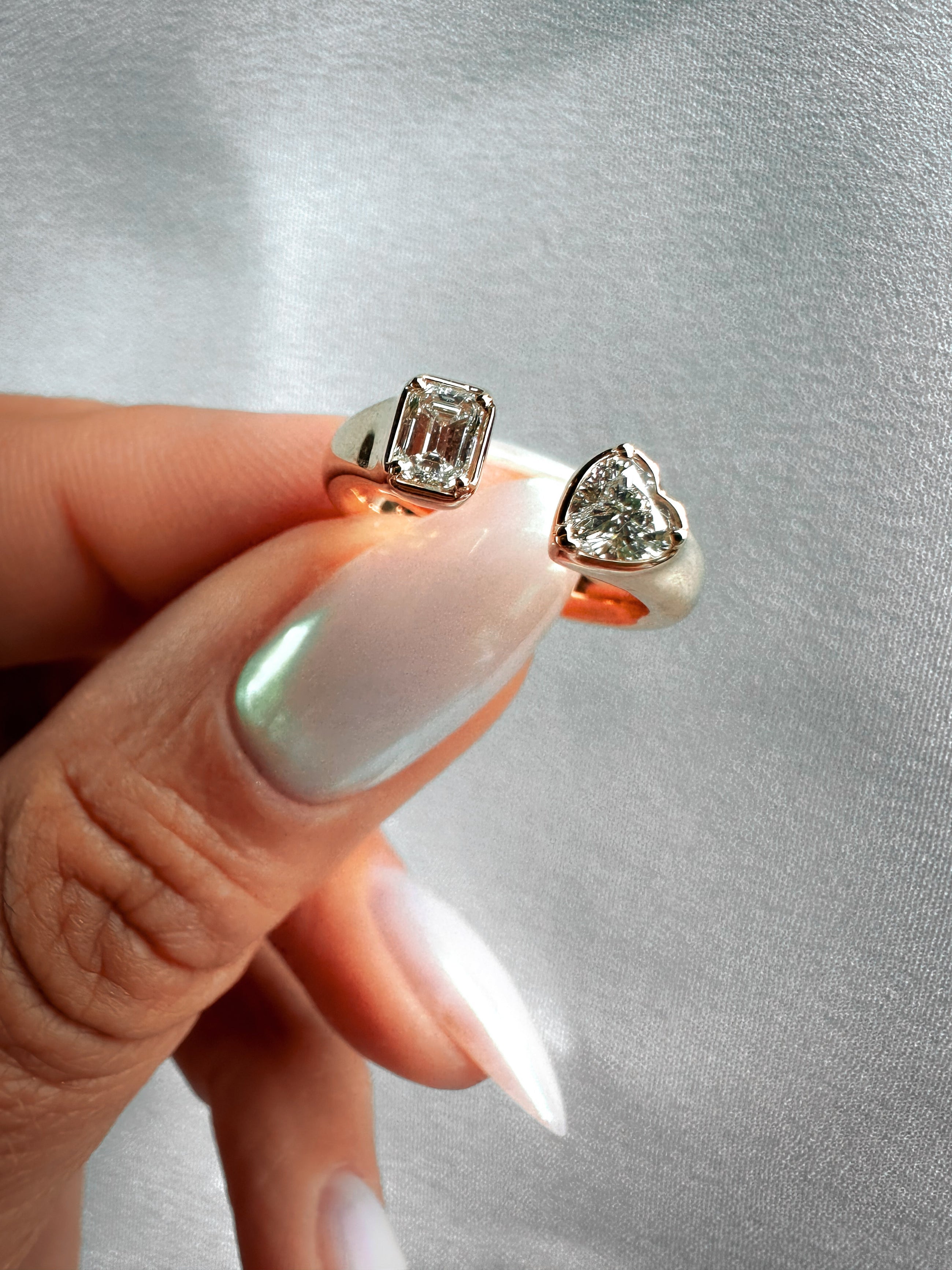 Heart & Emerald Diamond Pinky Ring