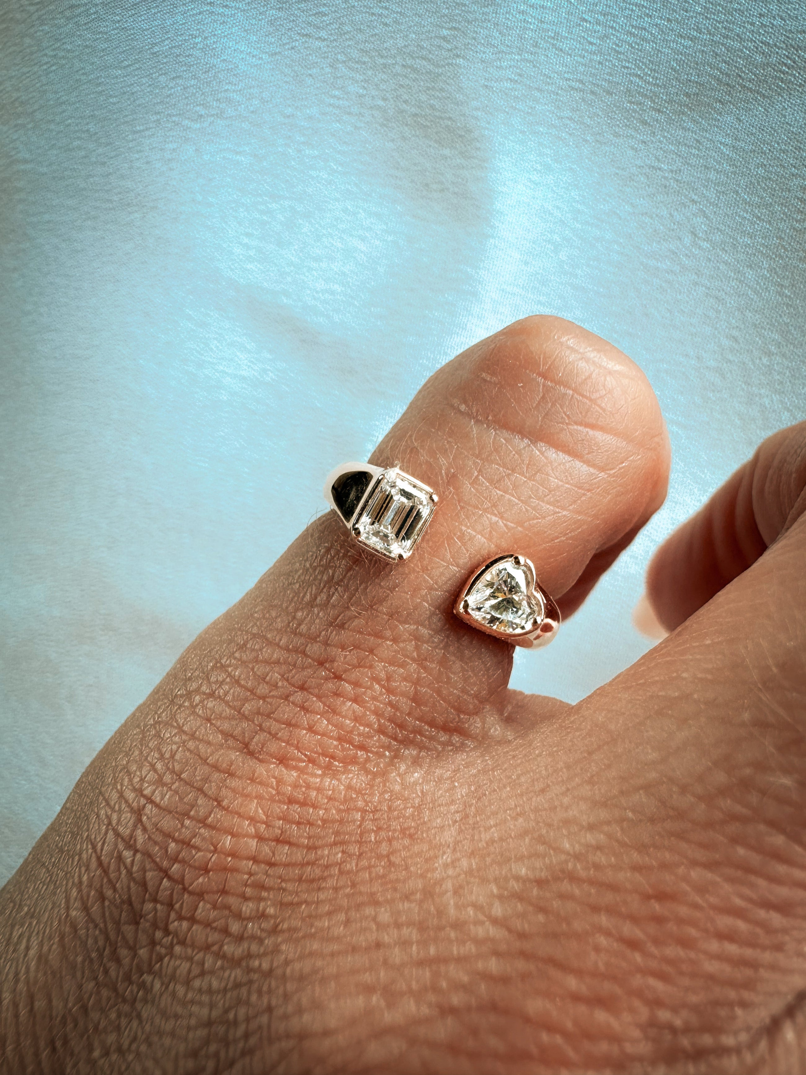 Heart & Emerald Diamond Pinky Ring