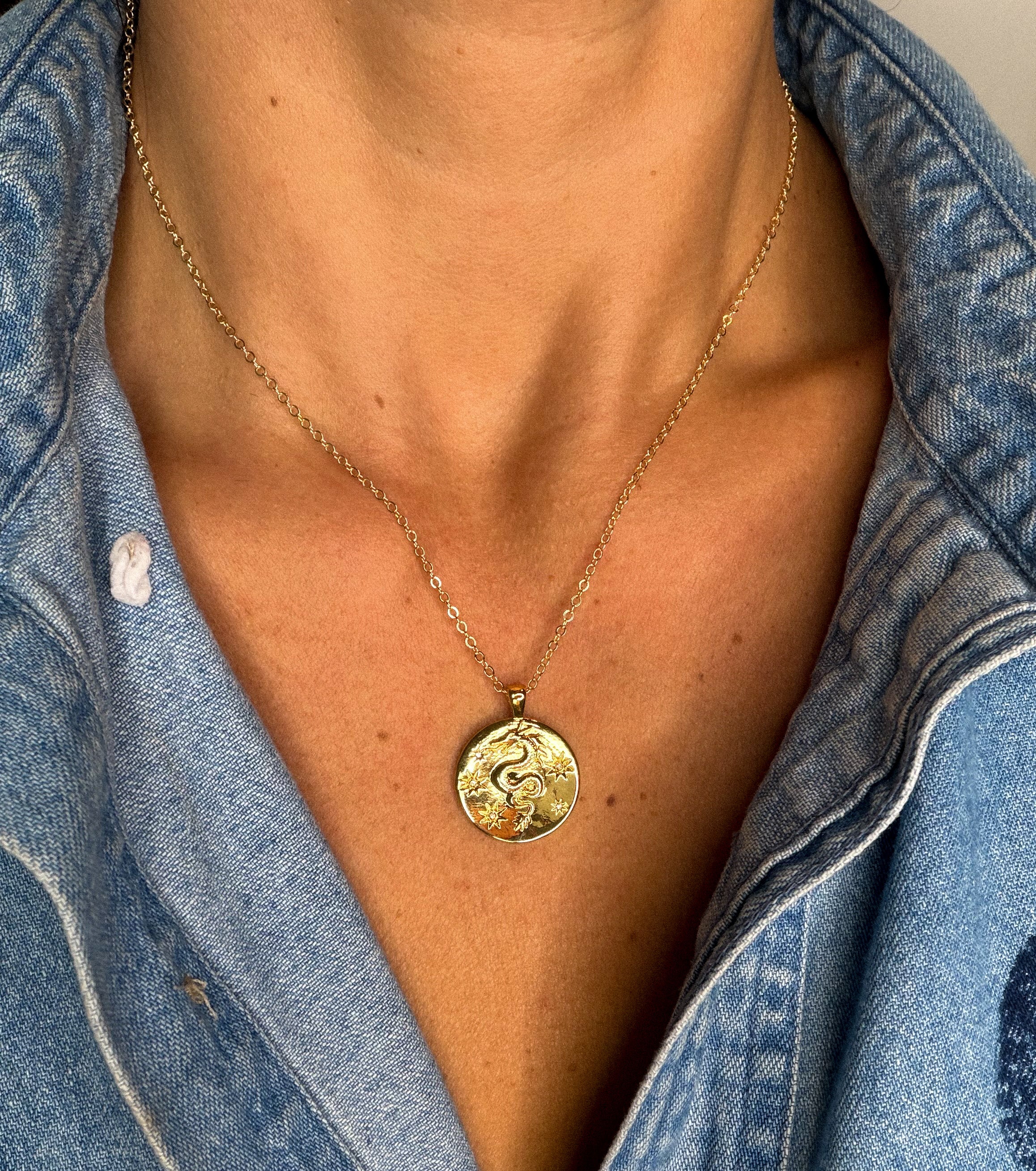 Dragon & Crown Coin Necklace