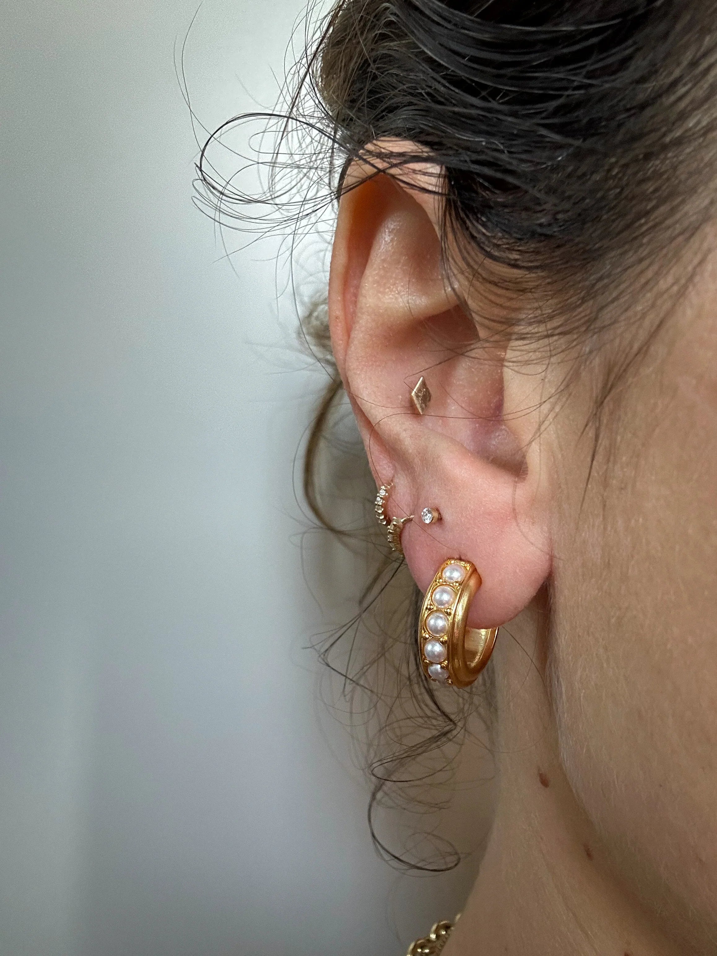 Golden Pearl Hoops