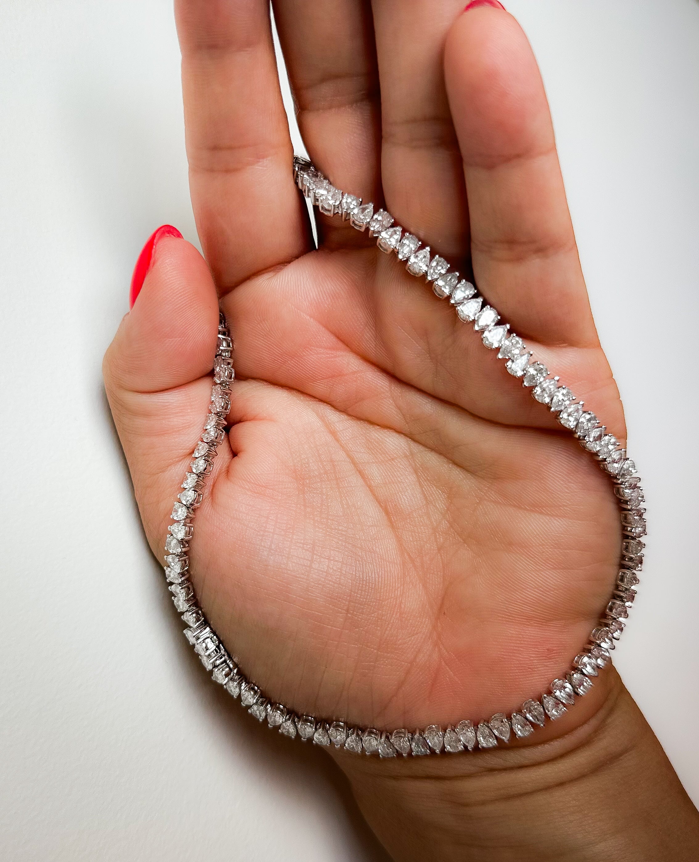 The Alternating Pear Diamond Tennis Necklace