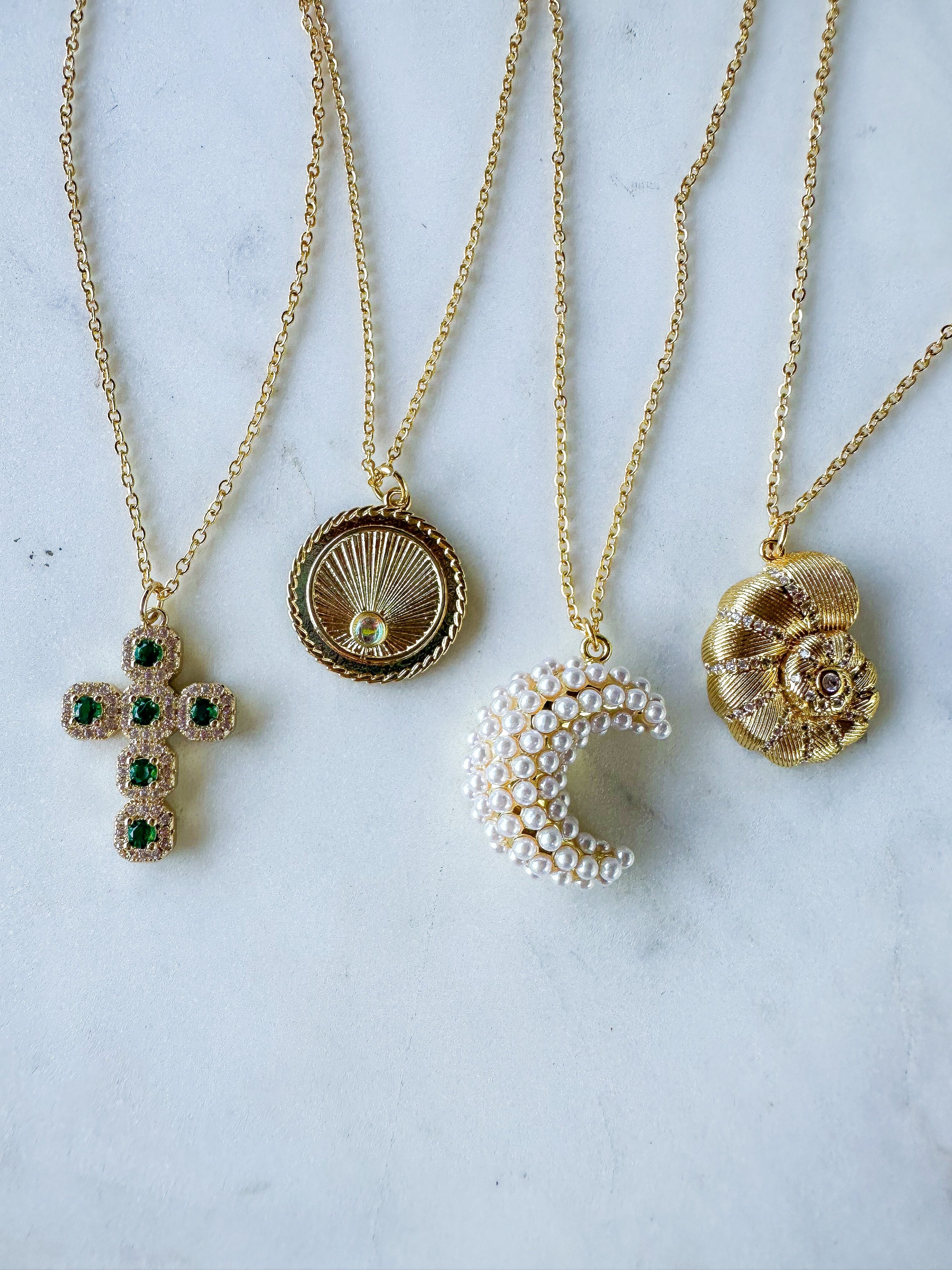 Crystal Gold Shell Necklace