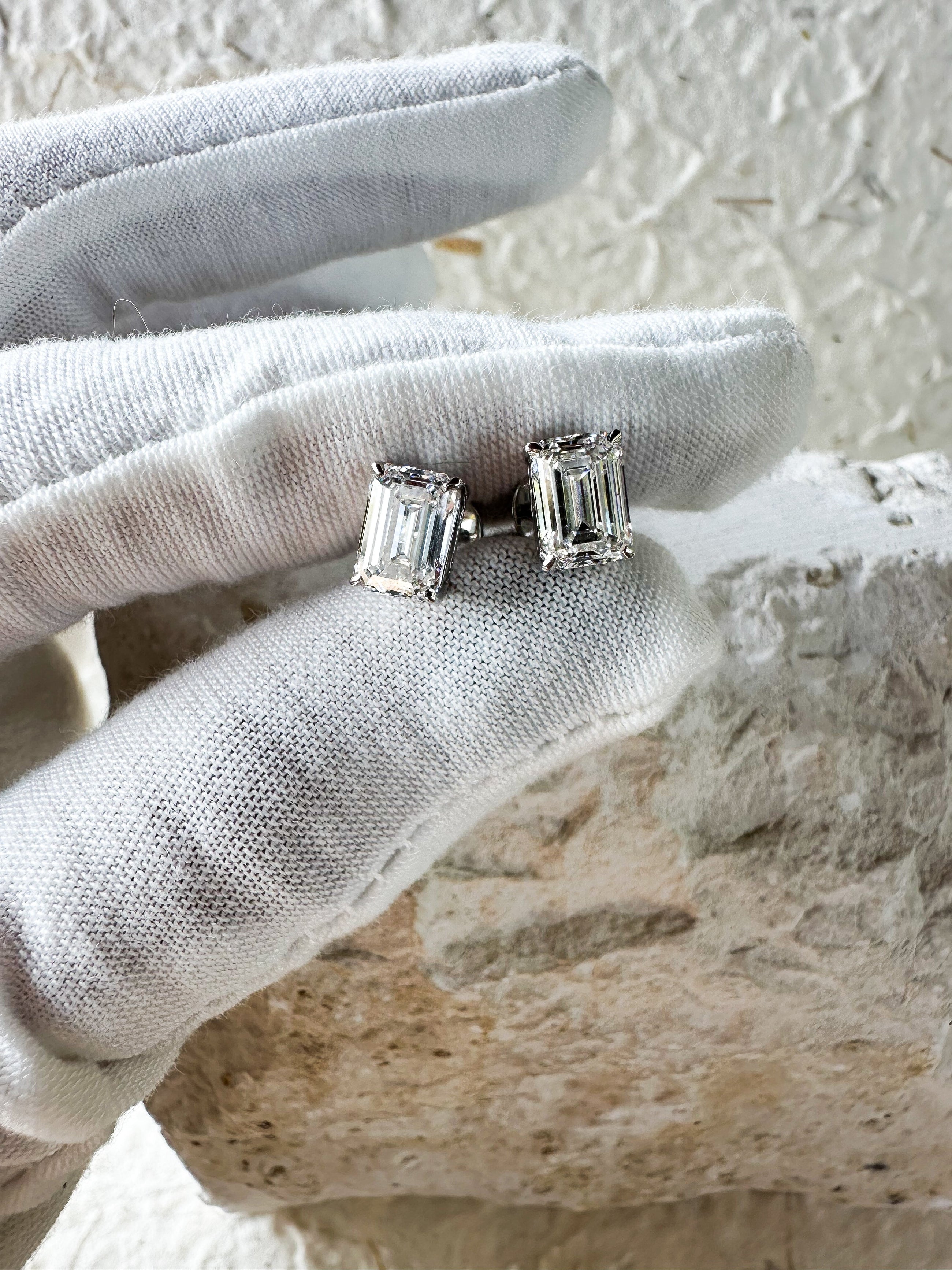 The Cool Girls - Emerald Cut 3ctw Diamond Studs