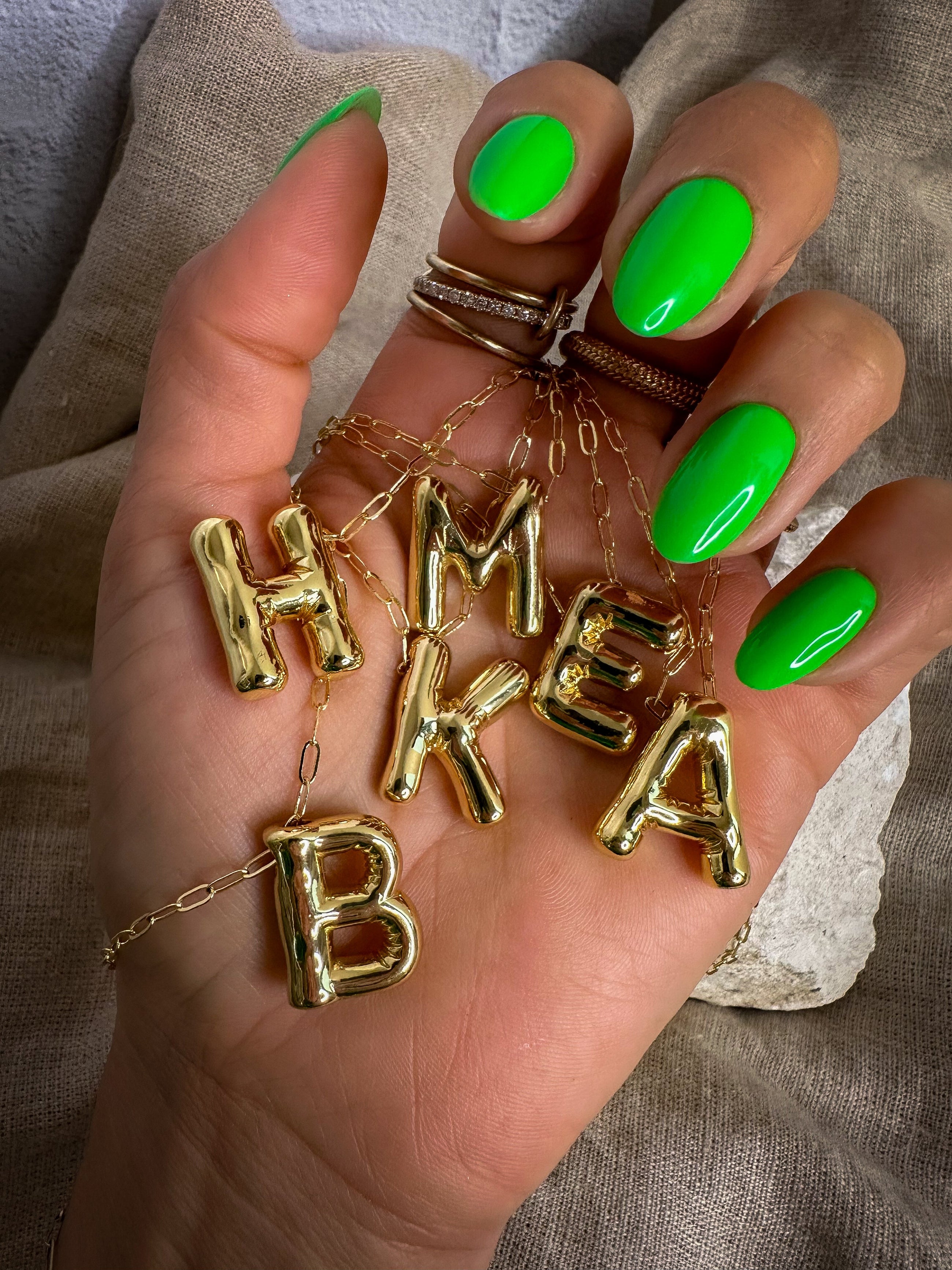 Gold Bubble Letter Necklace