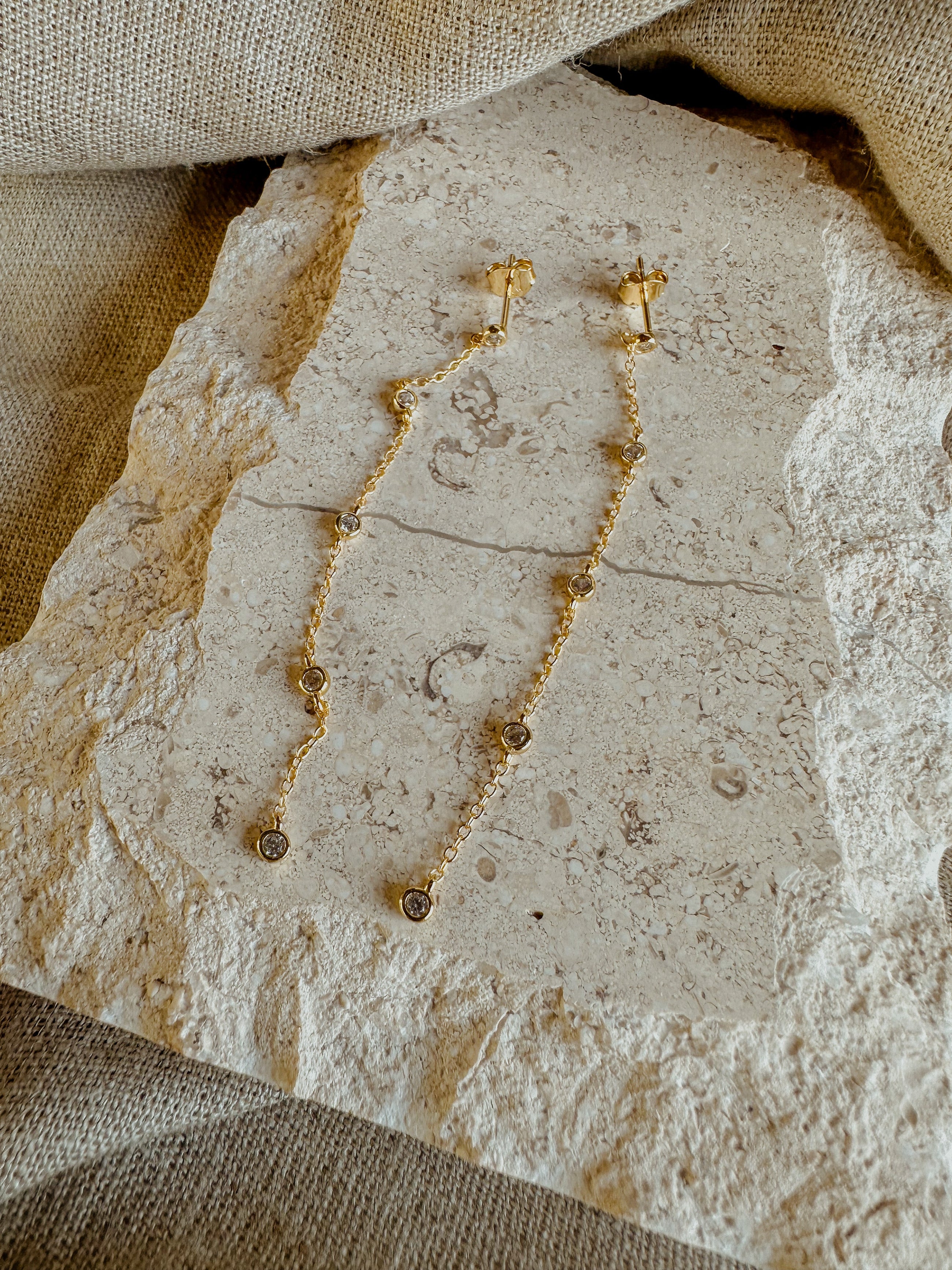 Crystal Drop Chain Earrings