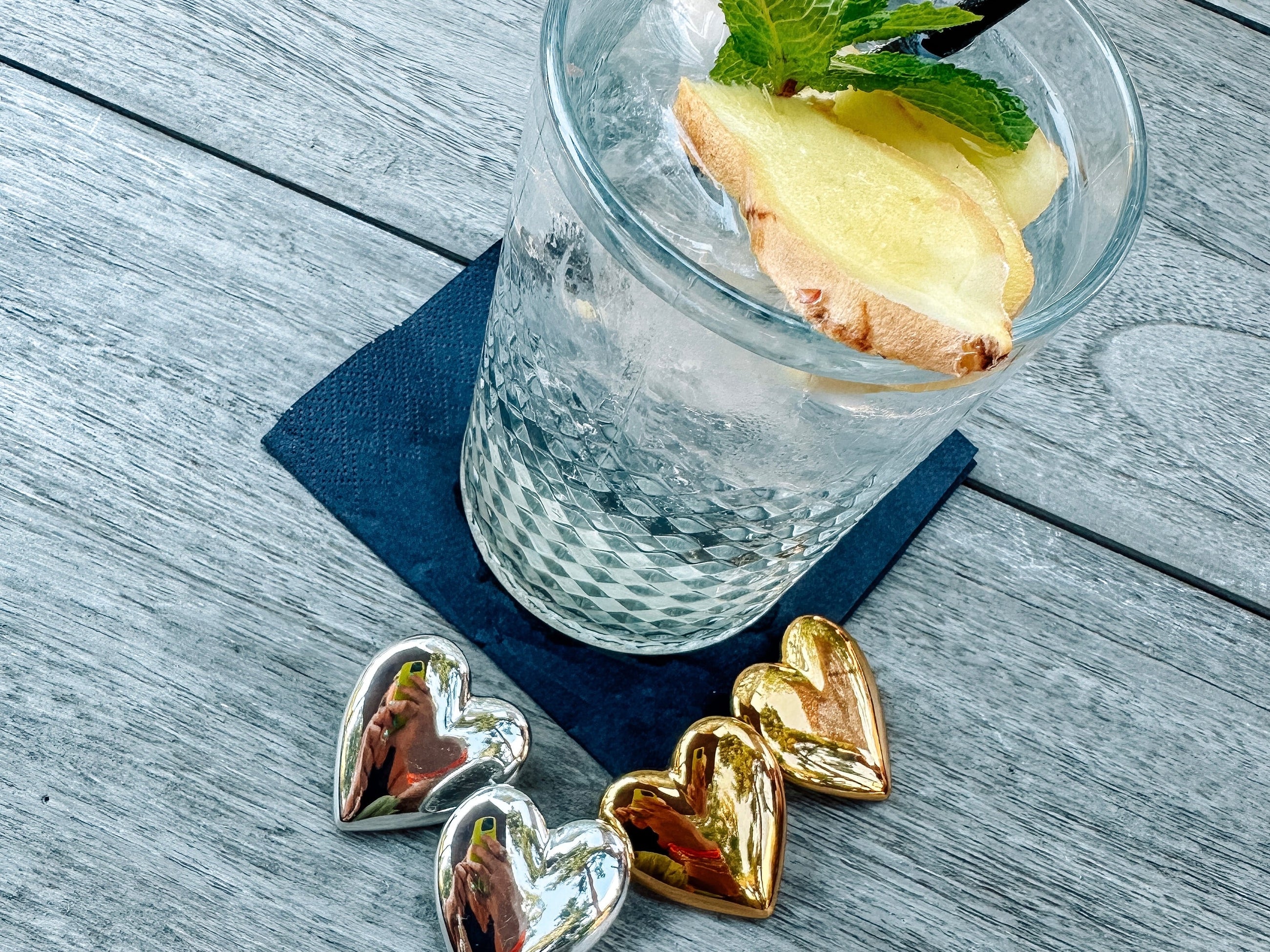 Puffy Heart Earrings ~ Gold