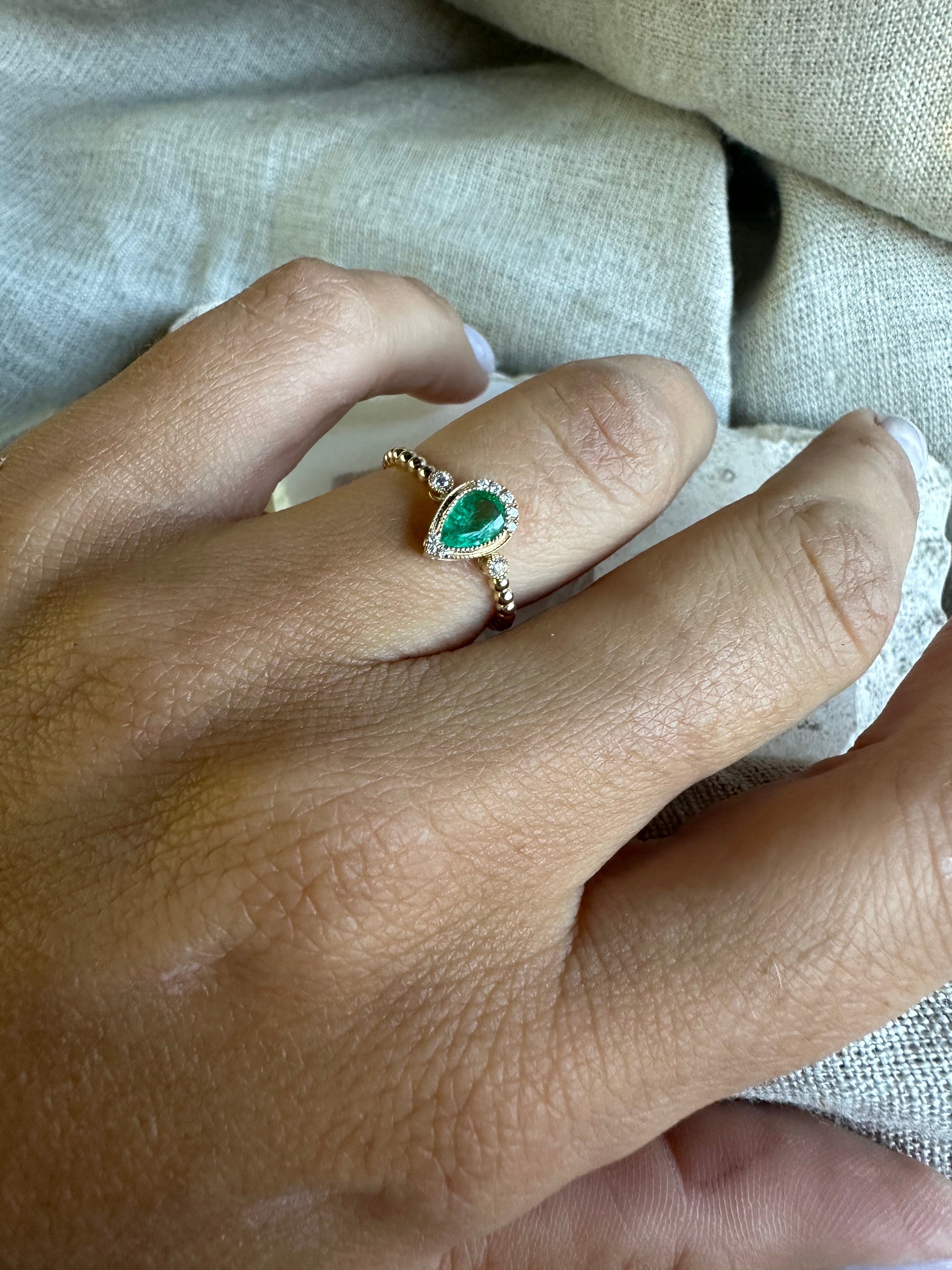 Gemstone Pear Diamond Ring