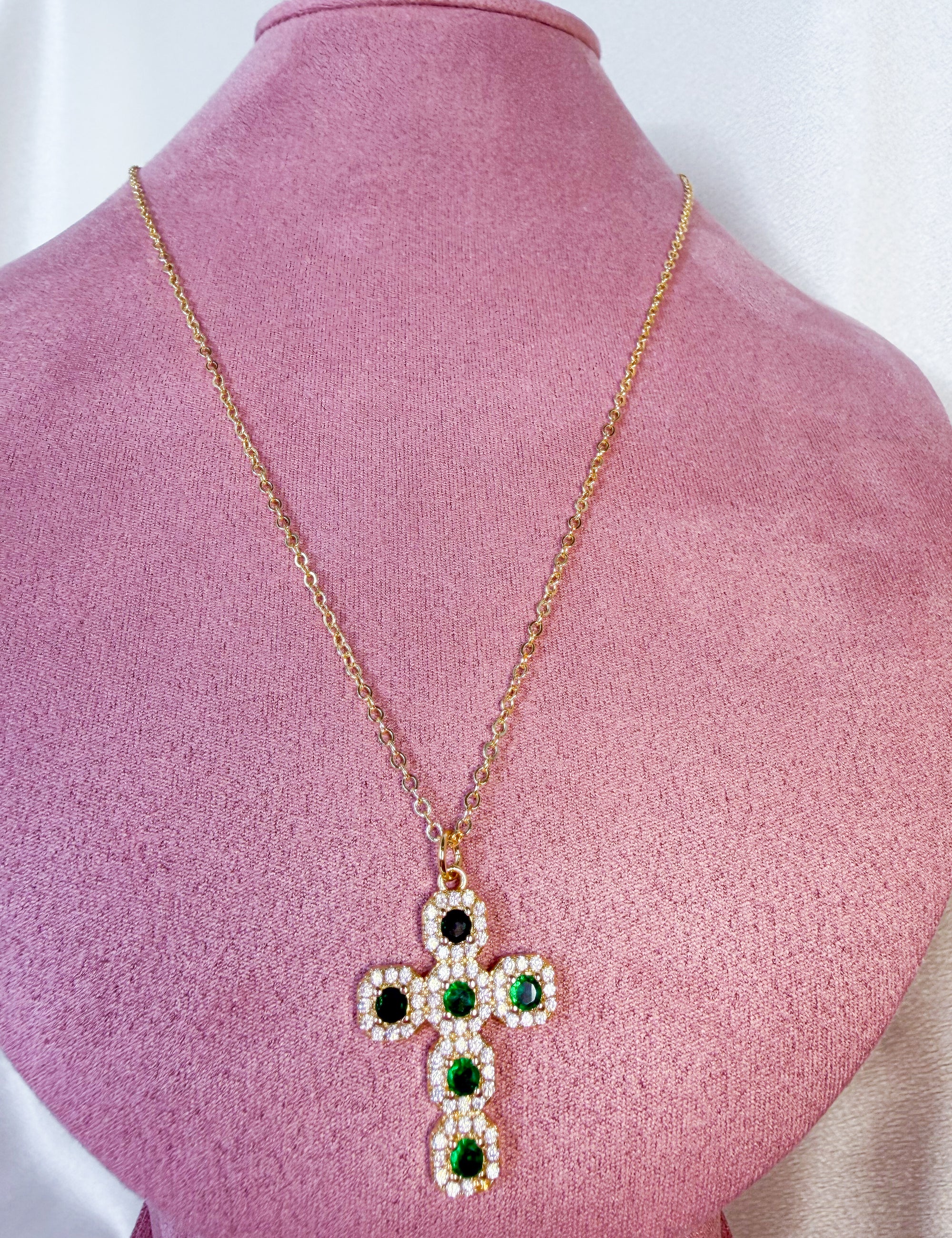 Emerald Cross Necklace