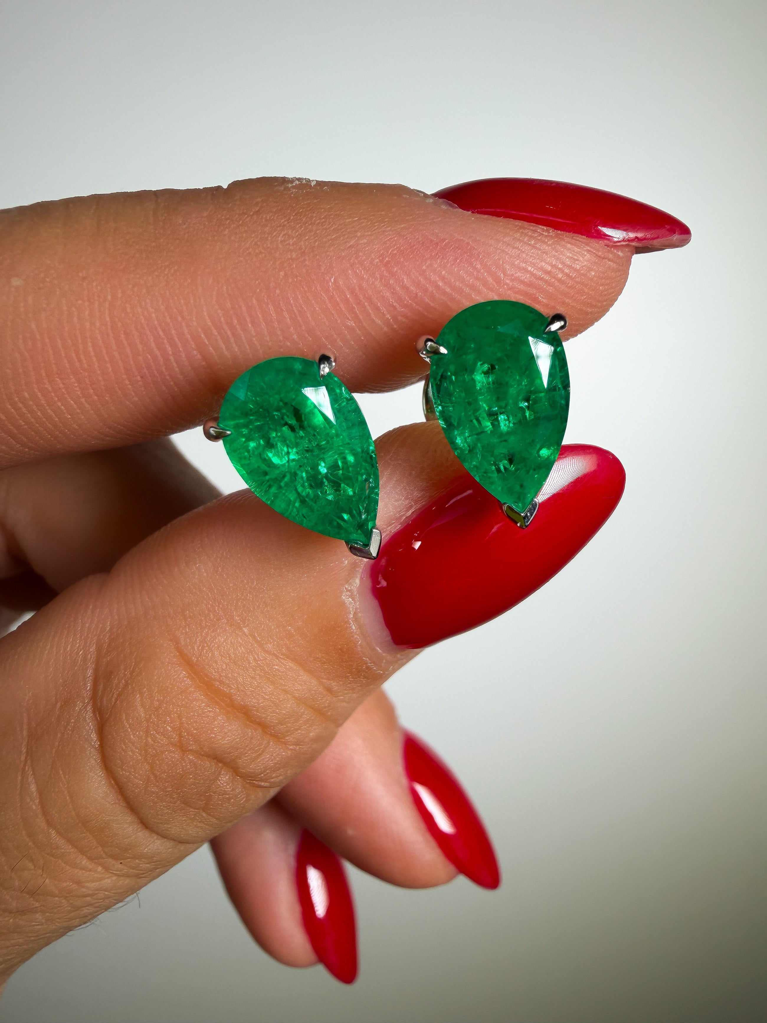 Emerald Pear Studs