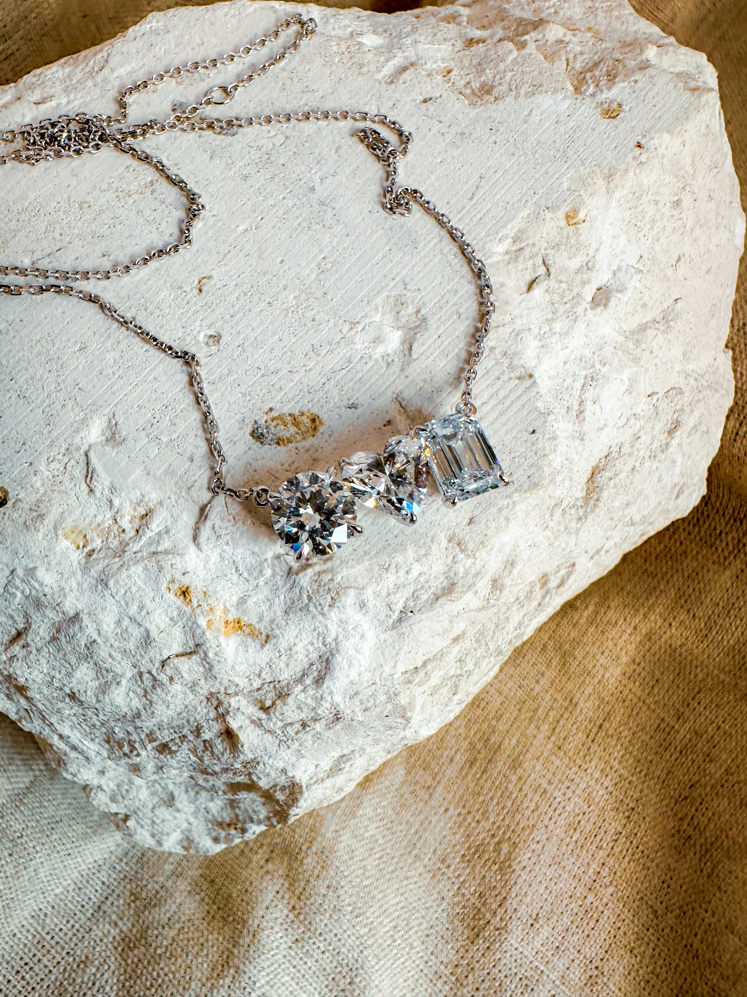 Three Stone Diamond Necklace