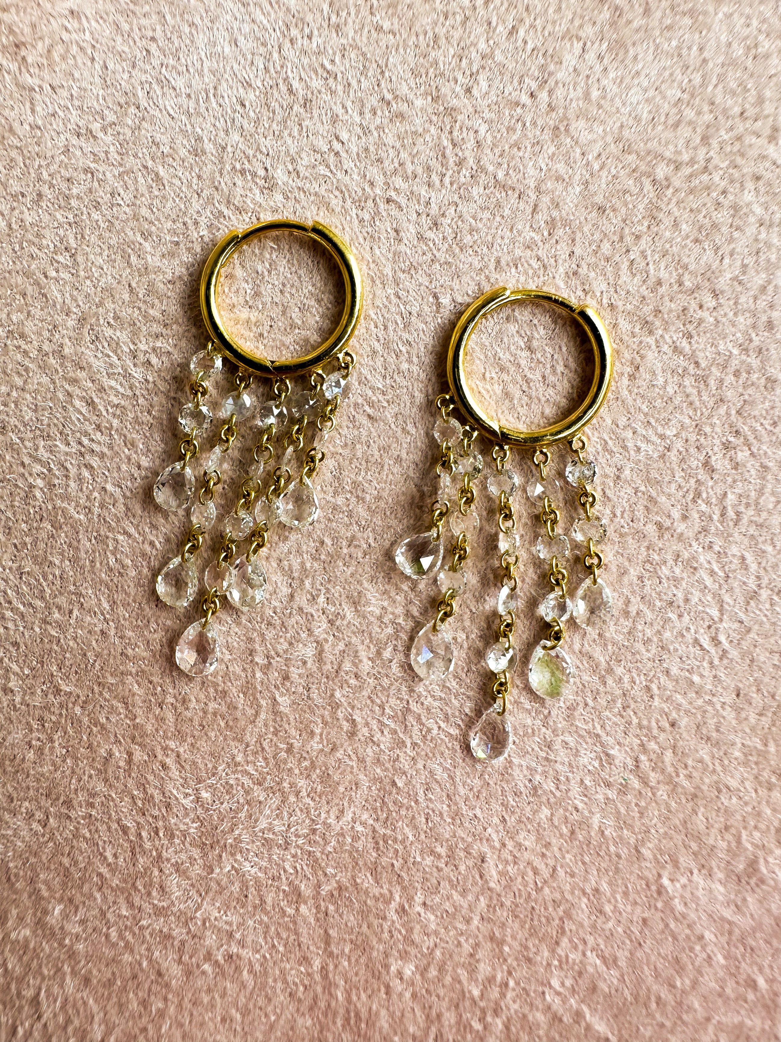 Rose Cut Diamond Chandelier Earrings