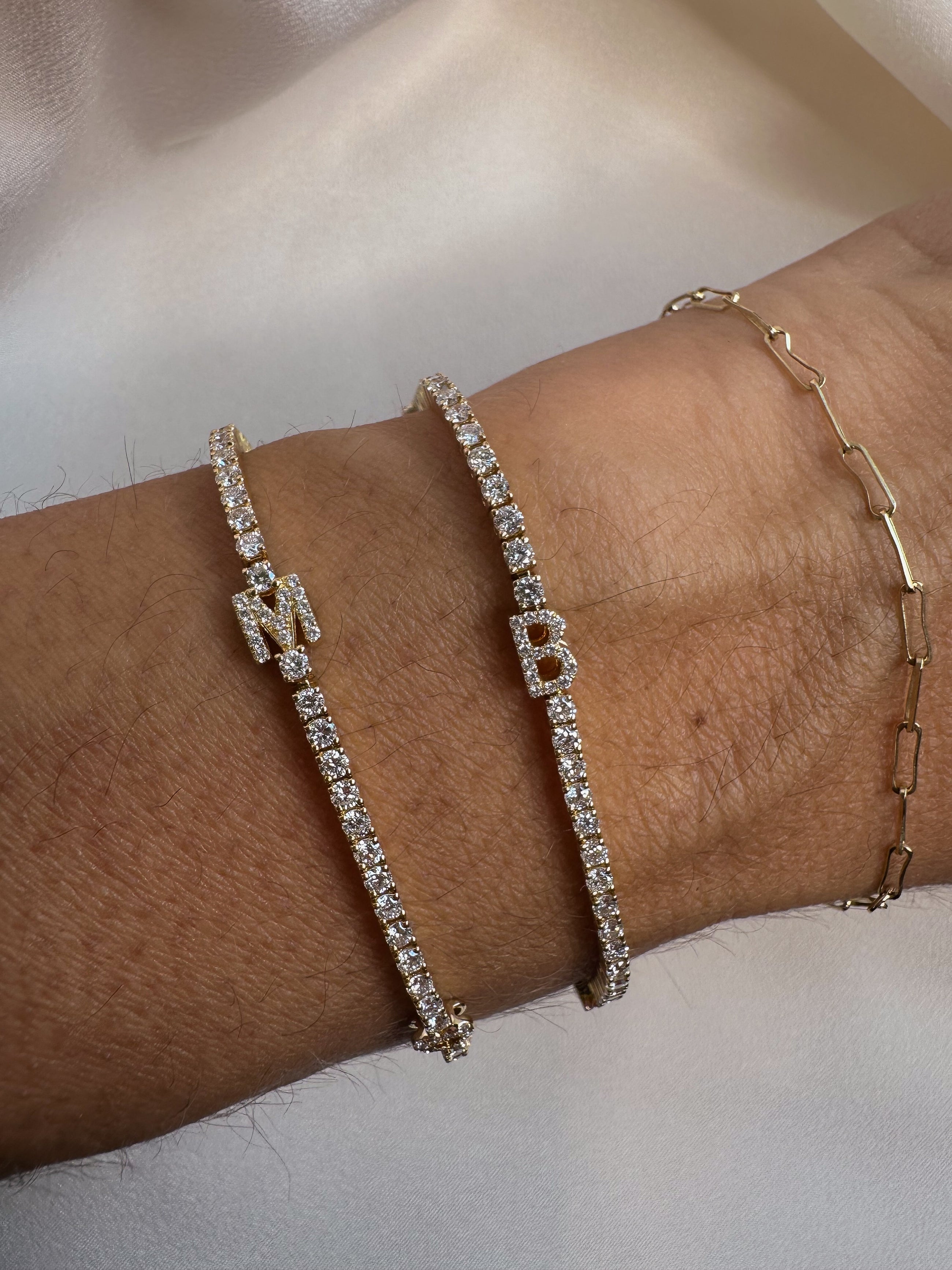 Custom Initial Diamond Tennis Bracelet