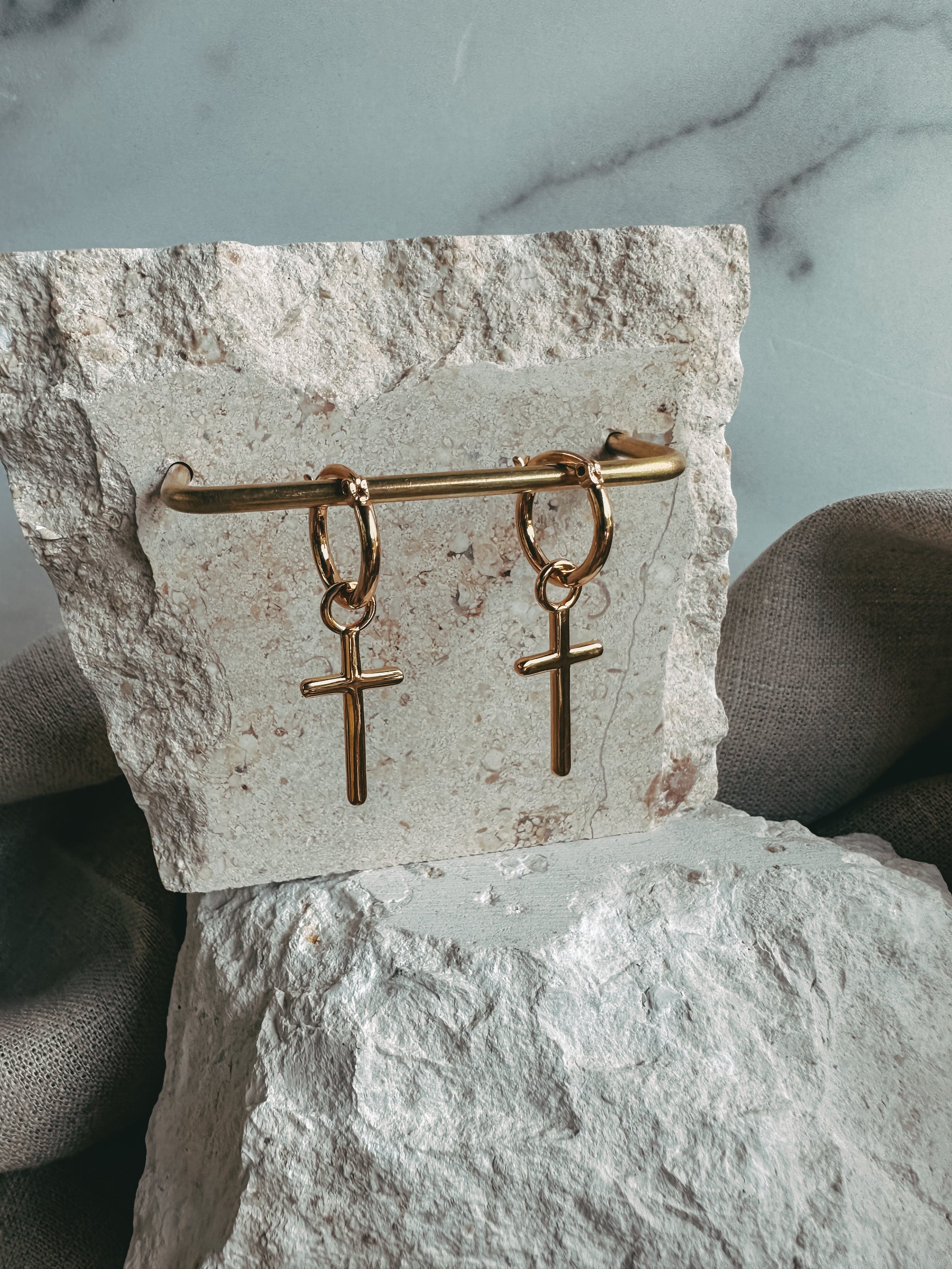 Gold Cross Earrings
