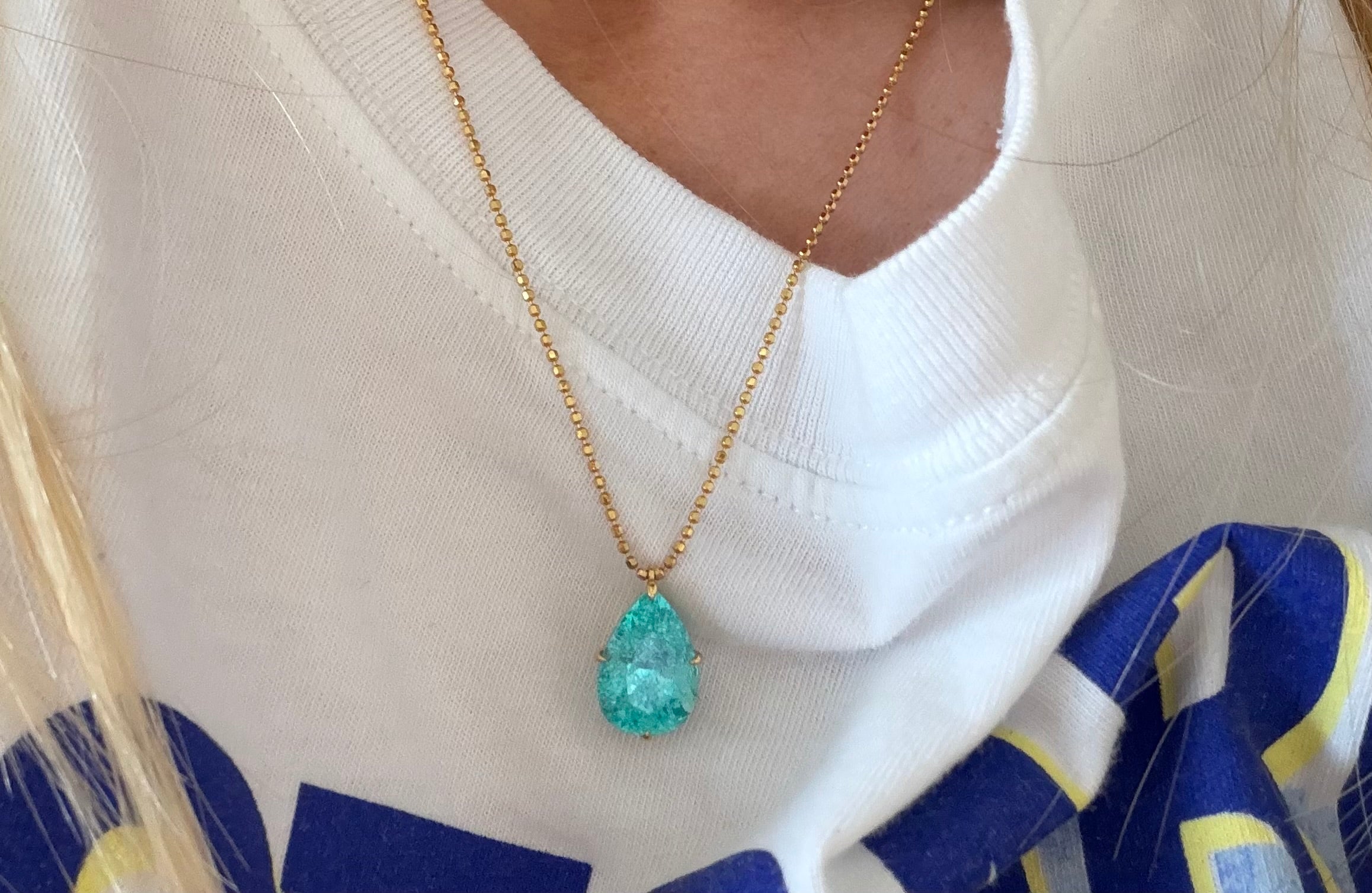 Electric Pear Paraiba Necklace
