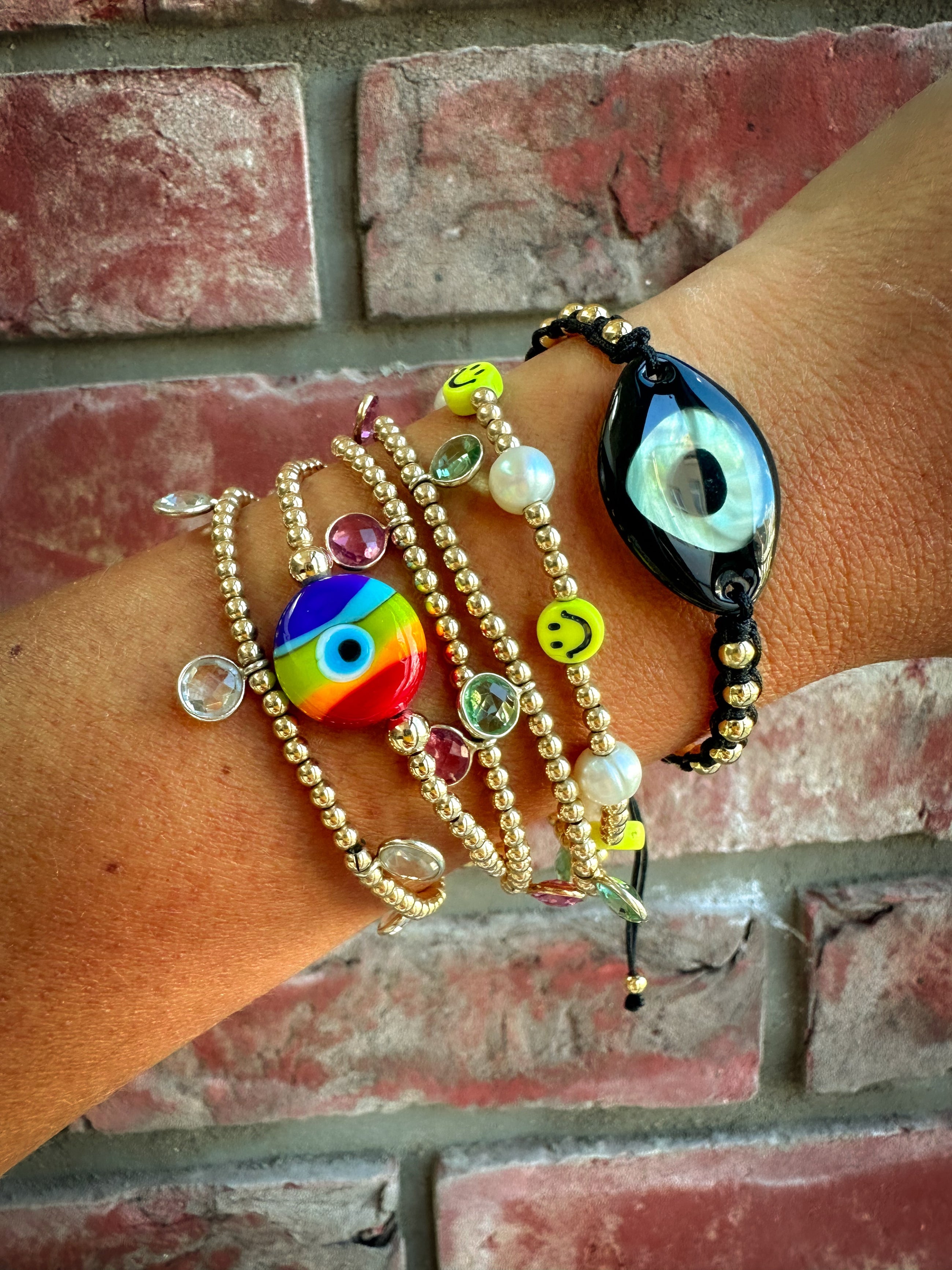 Rainbow Glass Eye Bracelet