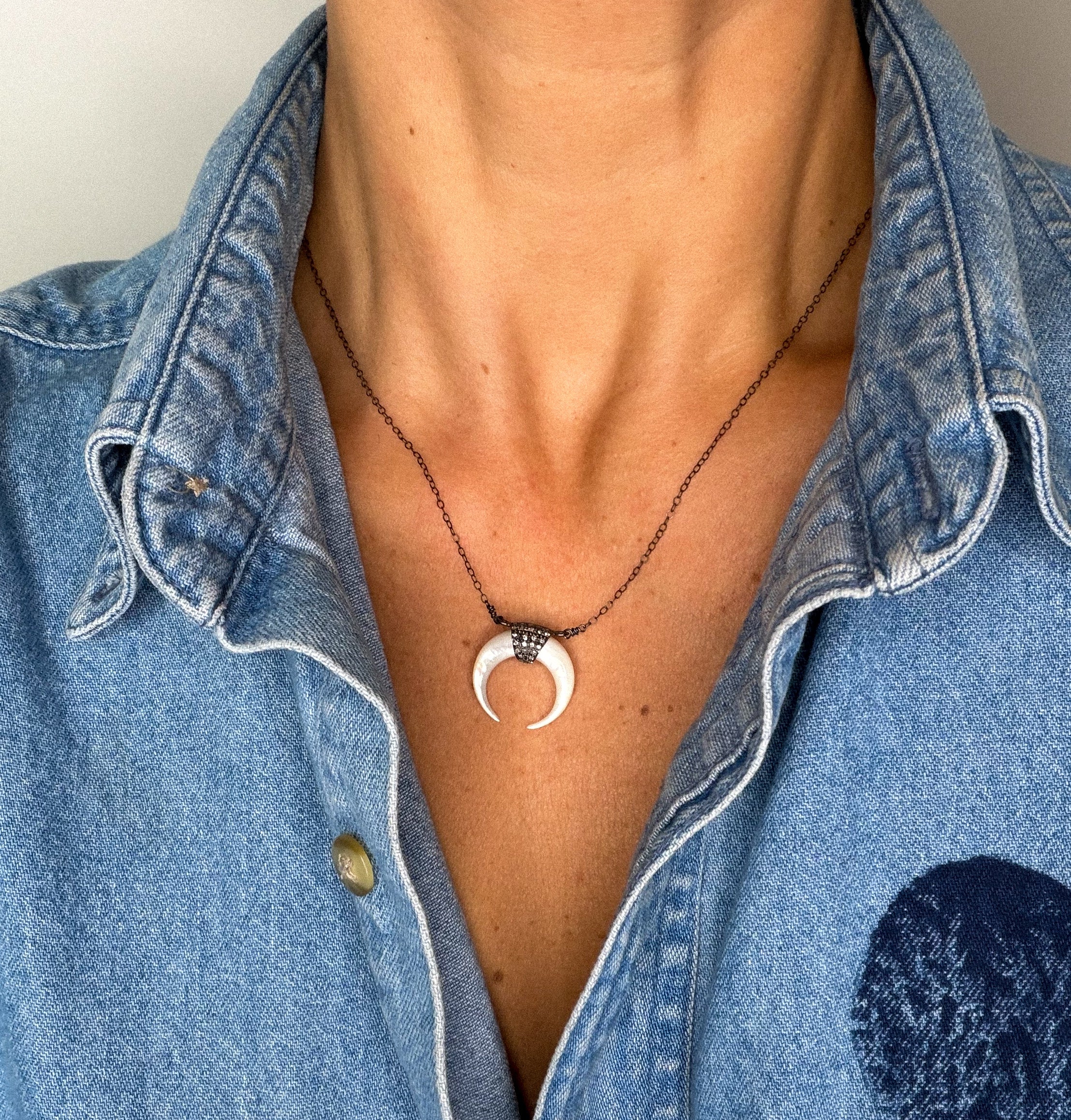 Midnight Crescent Horn Necklace