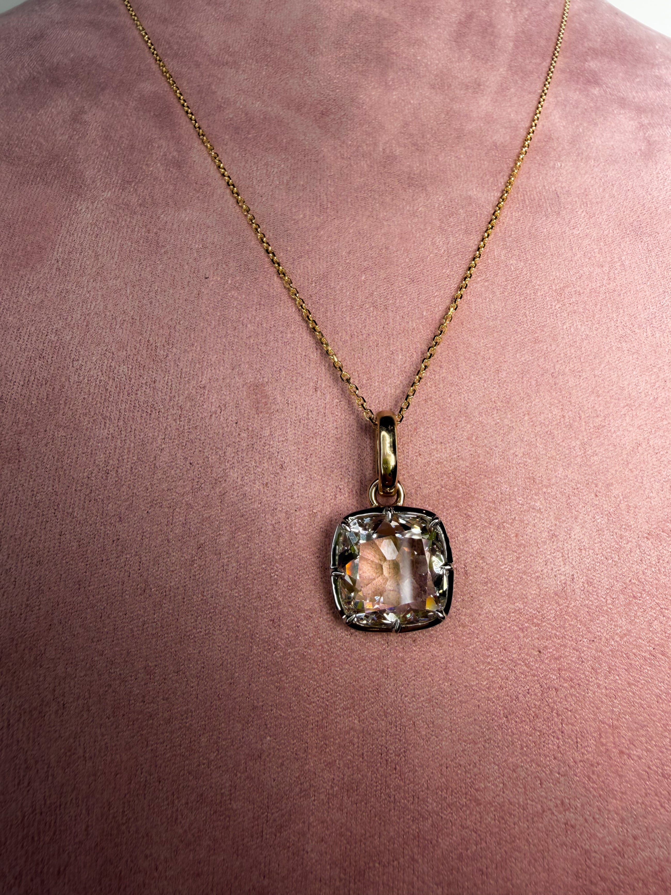 The Antique Rose Cut Cushion Pendant