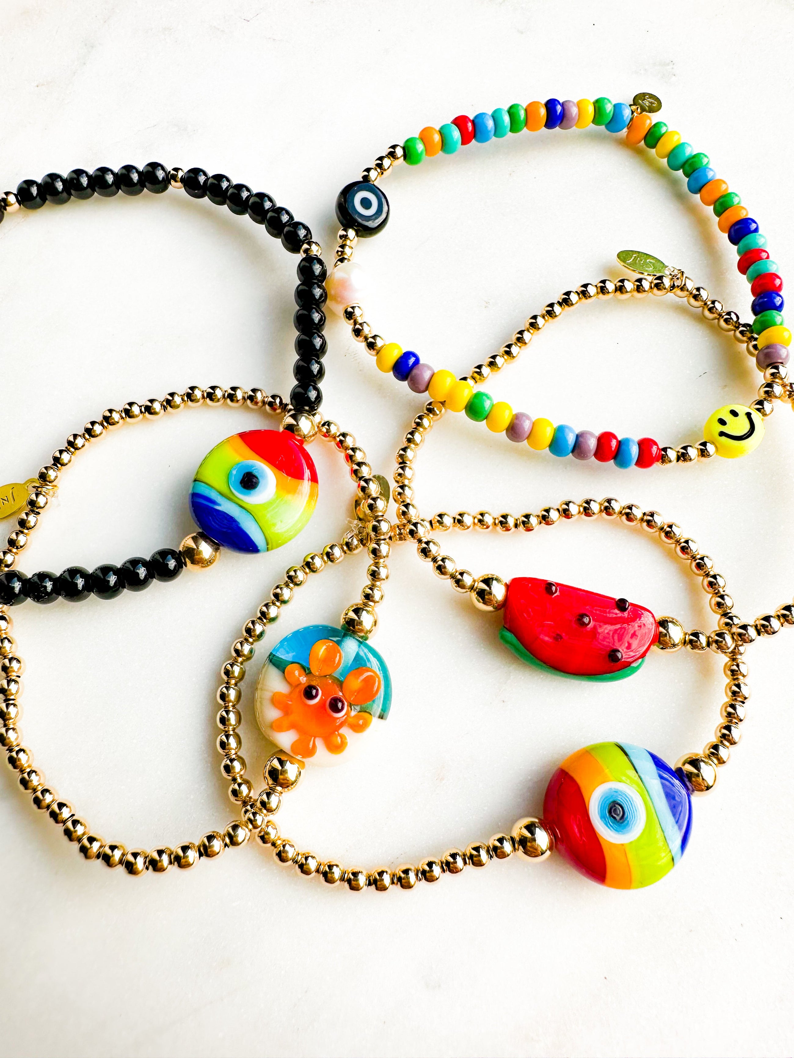 Rainbow Glass Eye Bracelet