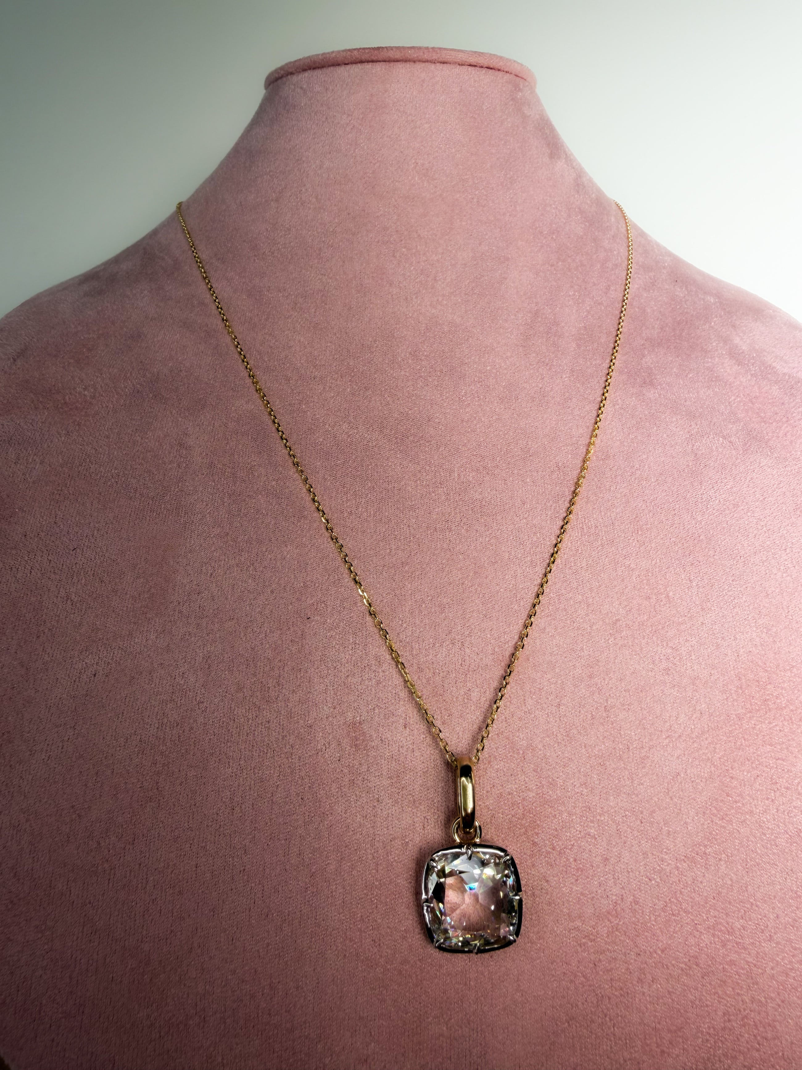 The Antique Rose Cut Cushion Pendant
