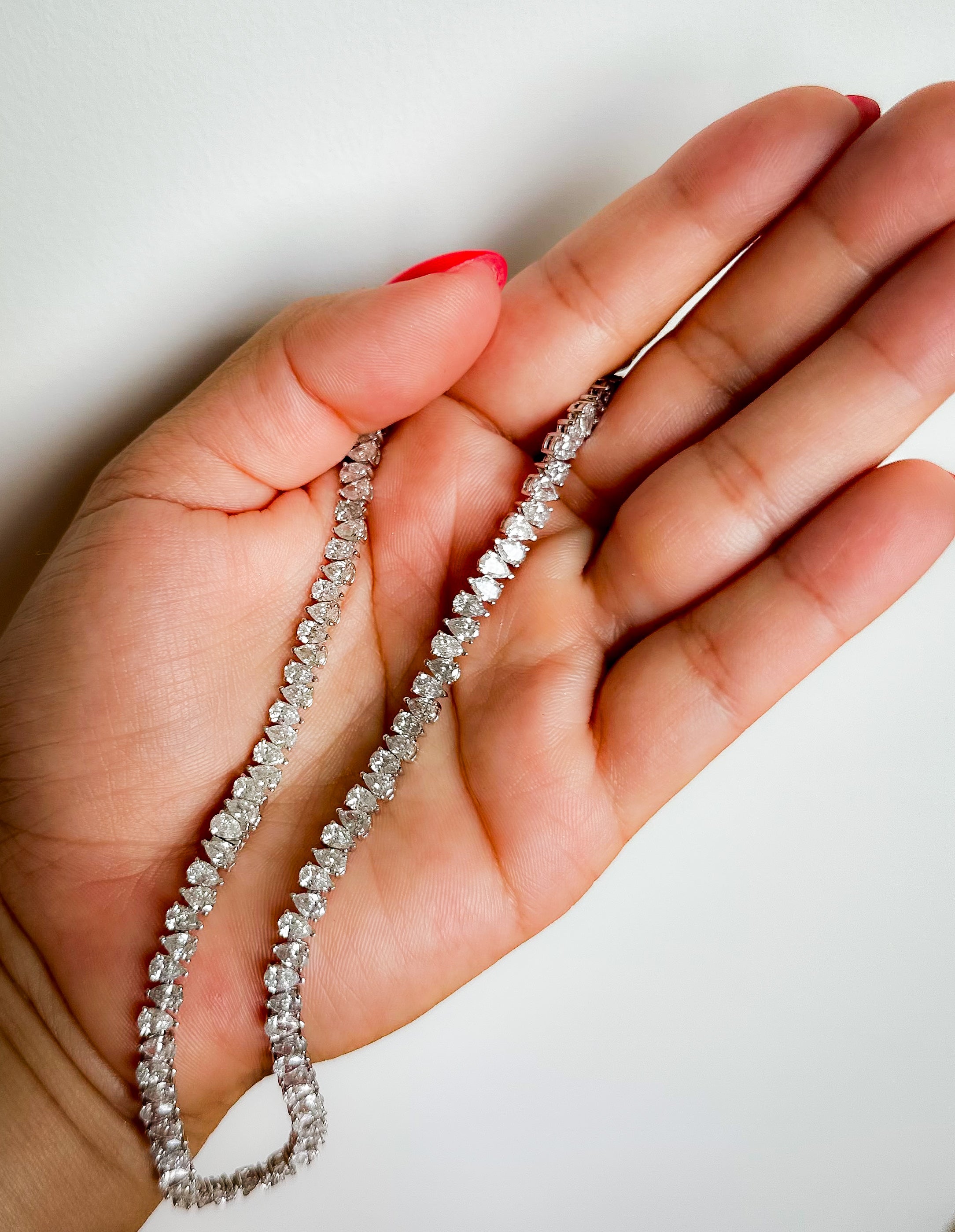 The Alternating Pear Diamond Tennis Necklace