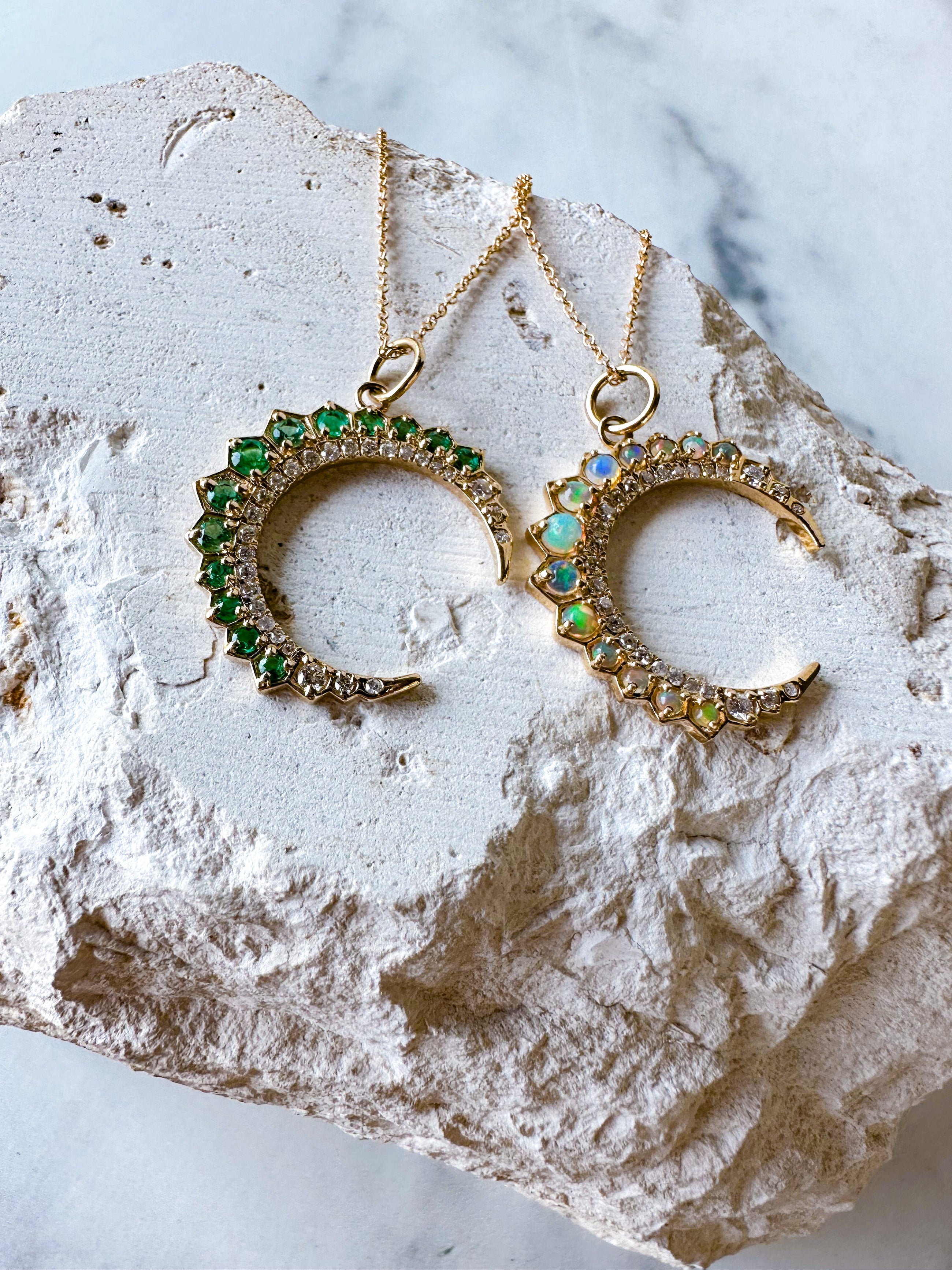 Emerald Crescent Moon Necklace