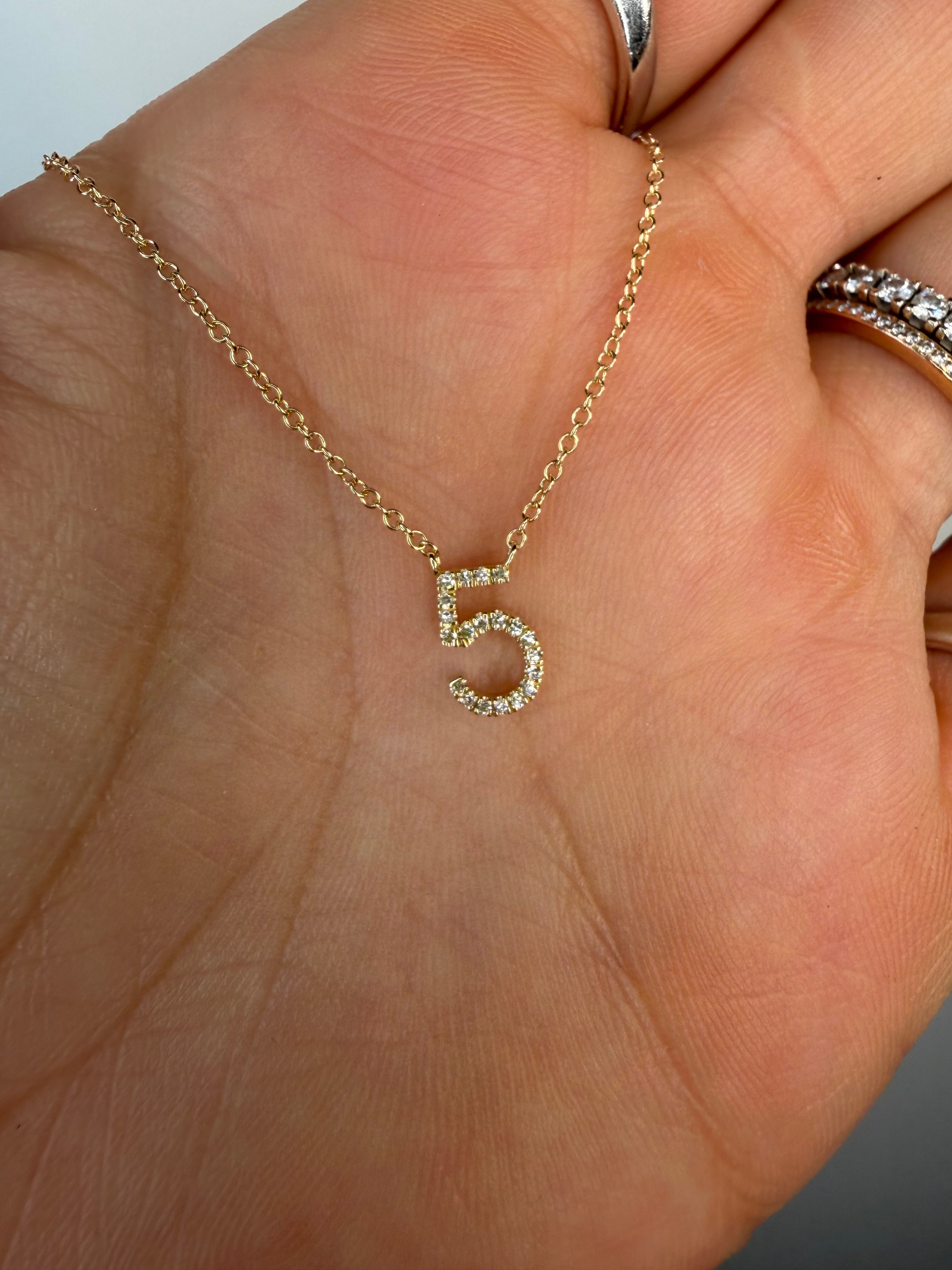Custom Diamond Number Necklace
