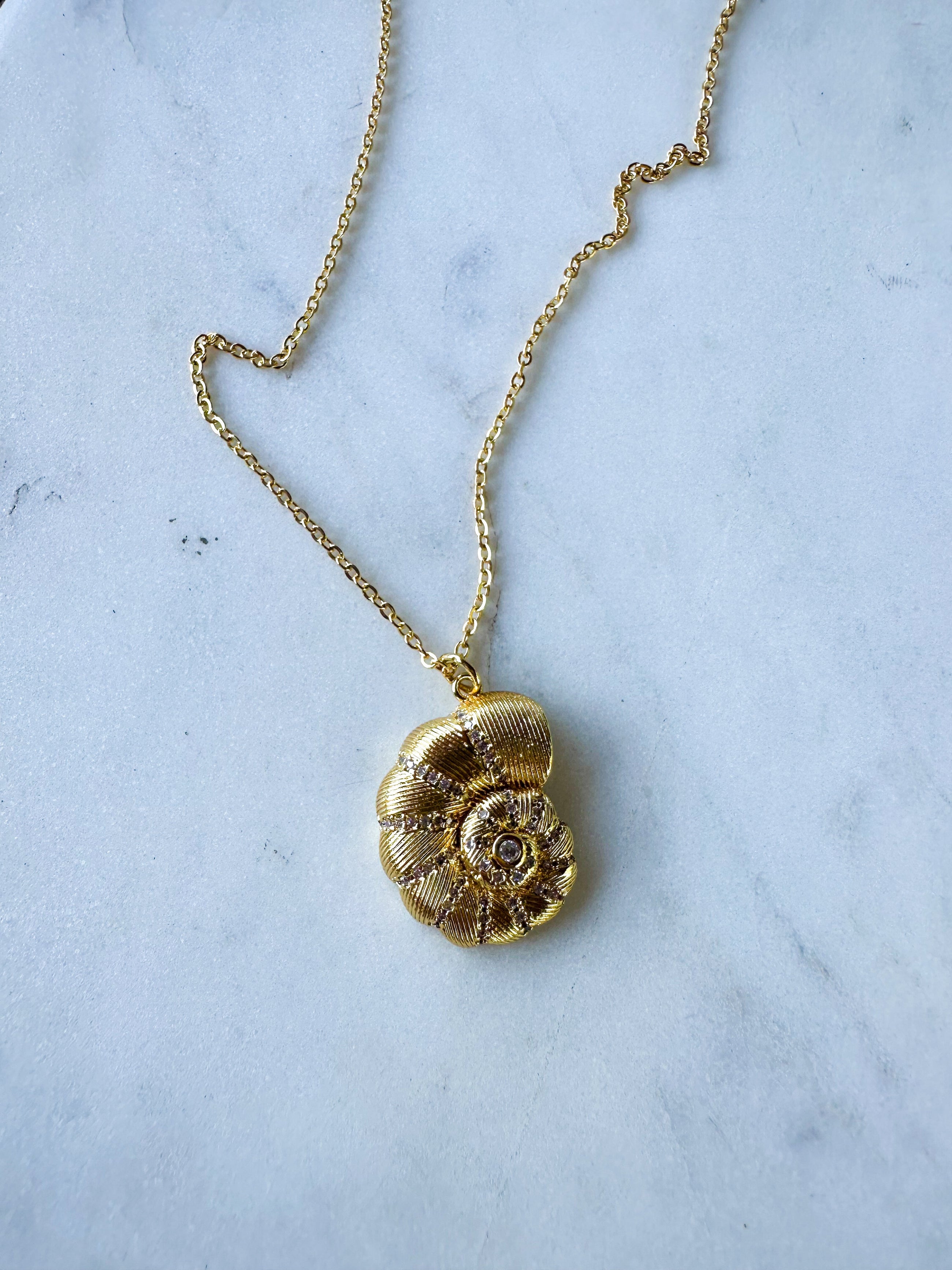 Crystal Gold Shell Necklace