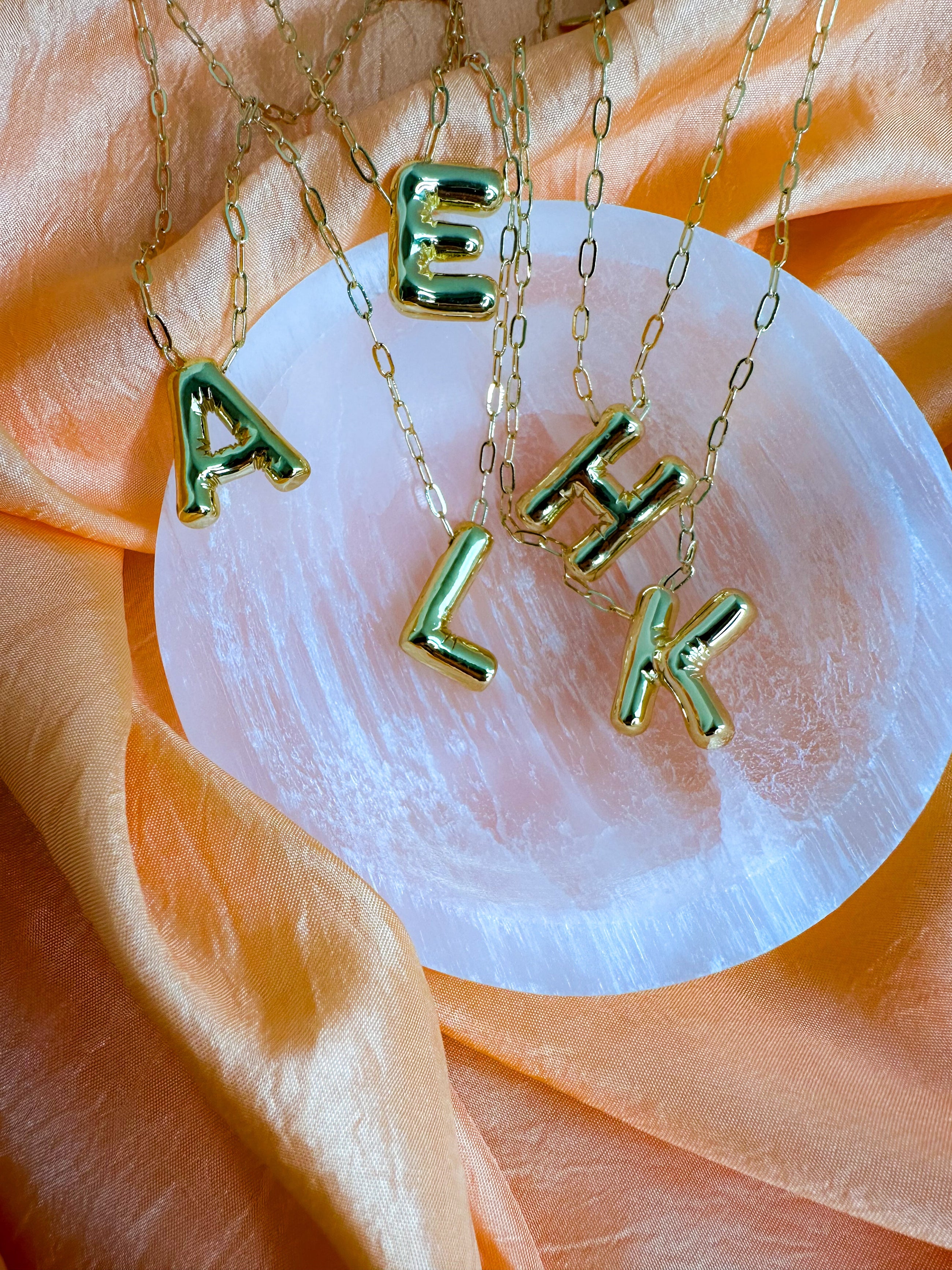 Gold Bubble Letter Necklace