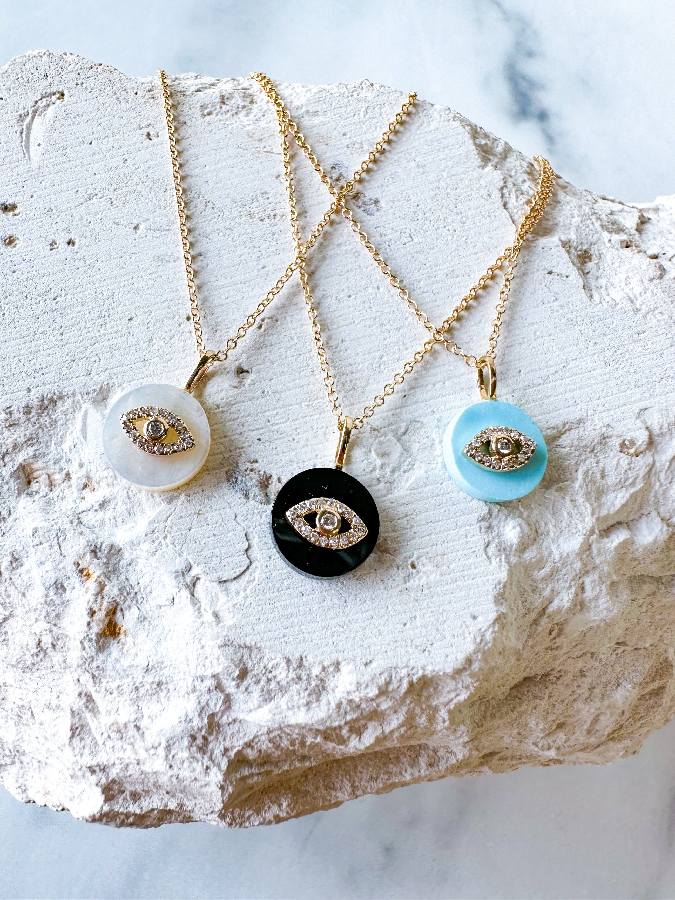 Mini Diamond Eye Amulet Necklace