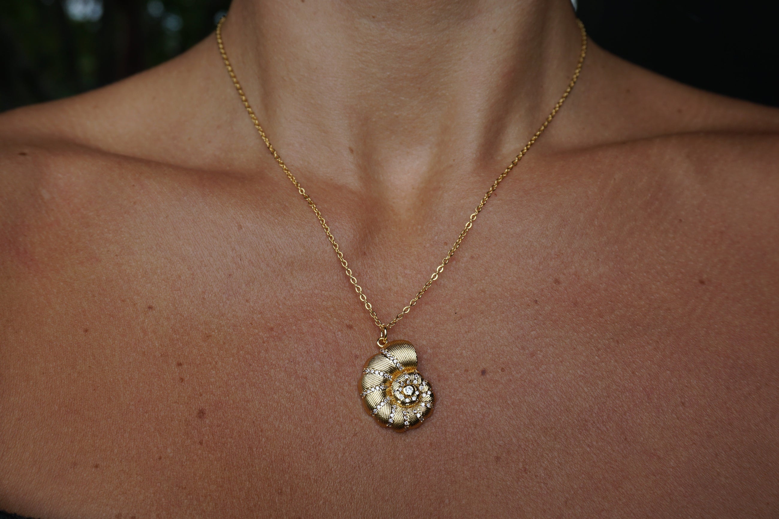 Crystal Gold Shell Necklace