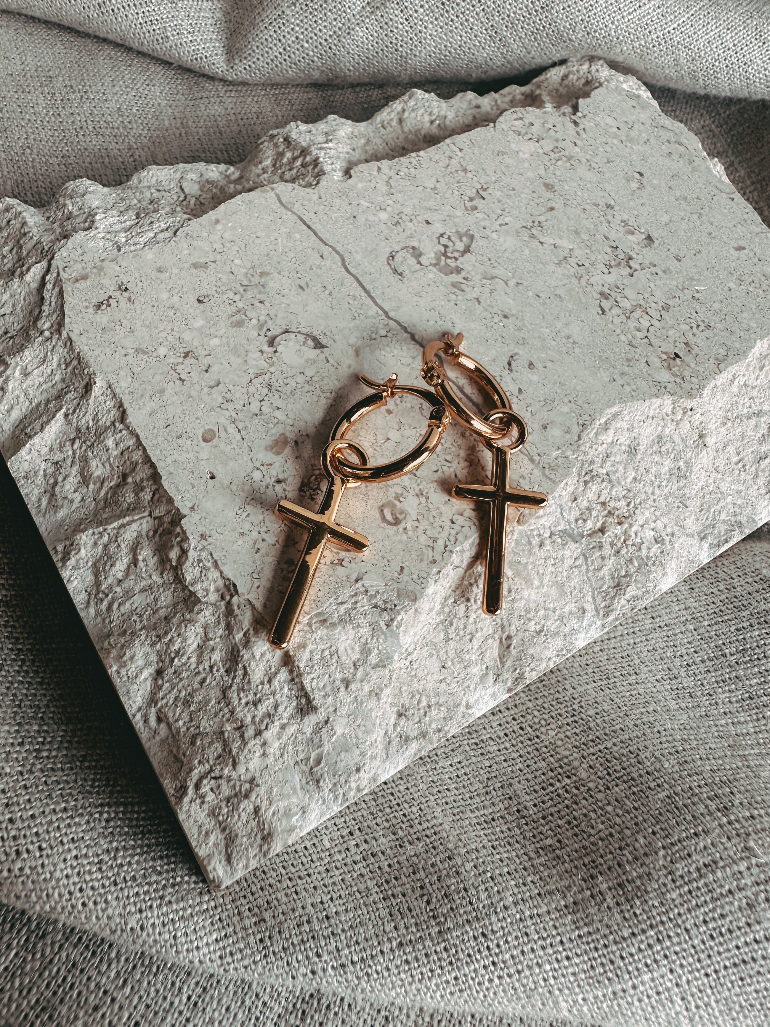 Gold Cross Earrings