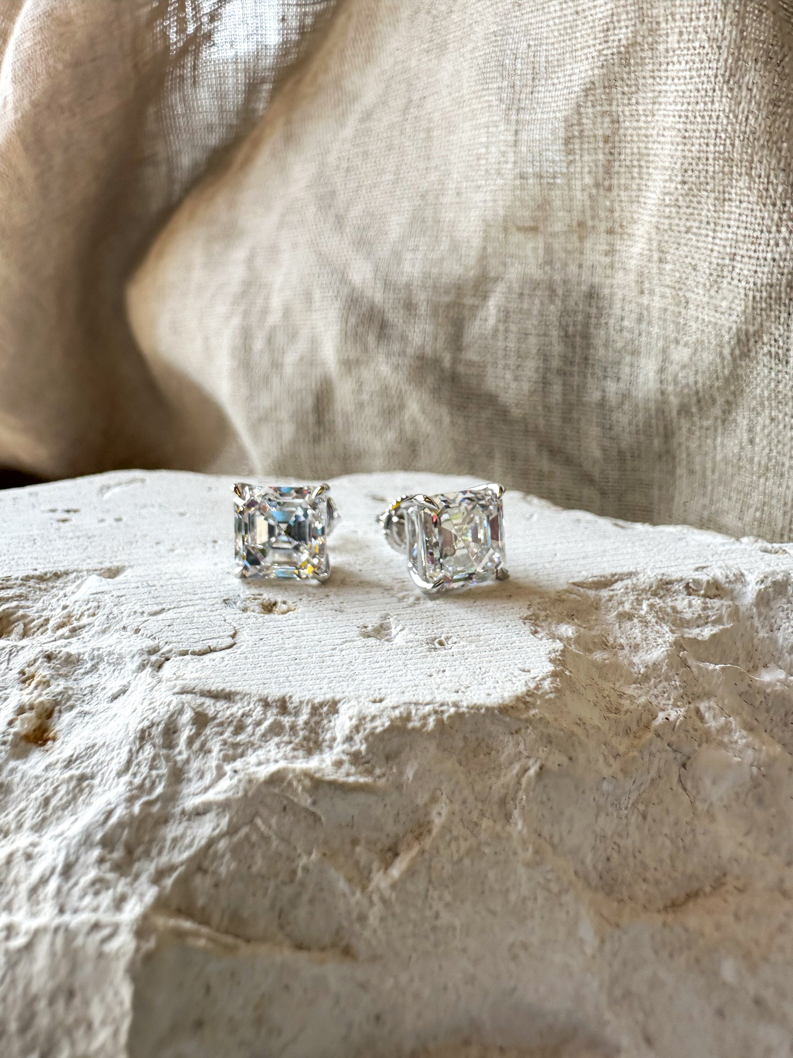 The Power Play - Asscher Cut 6ctw Diamond Studs