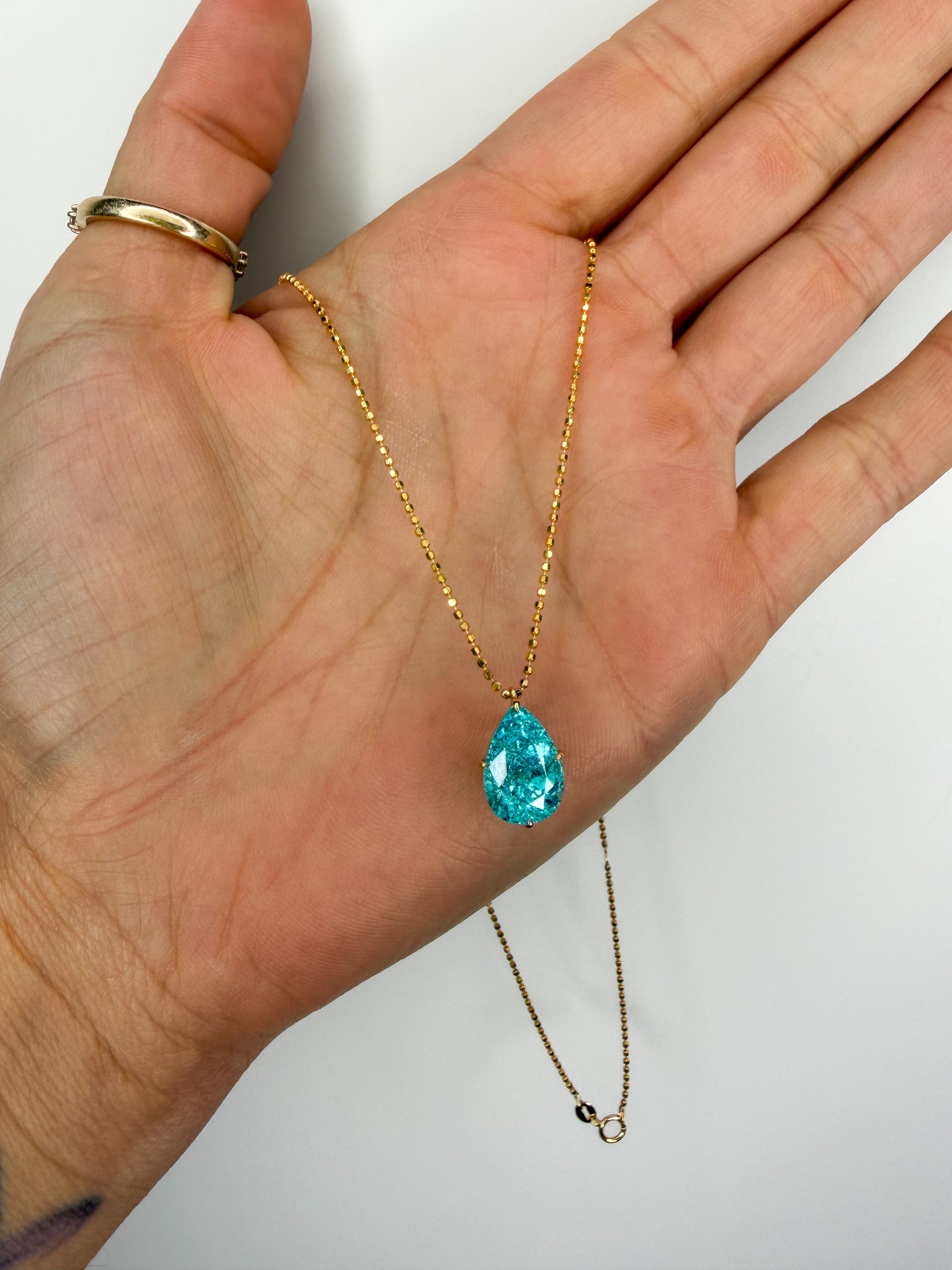 Electric Pear Paraiba Necklace