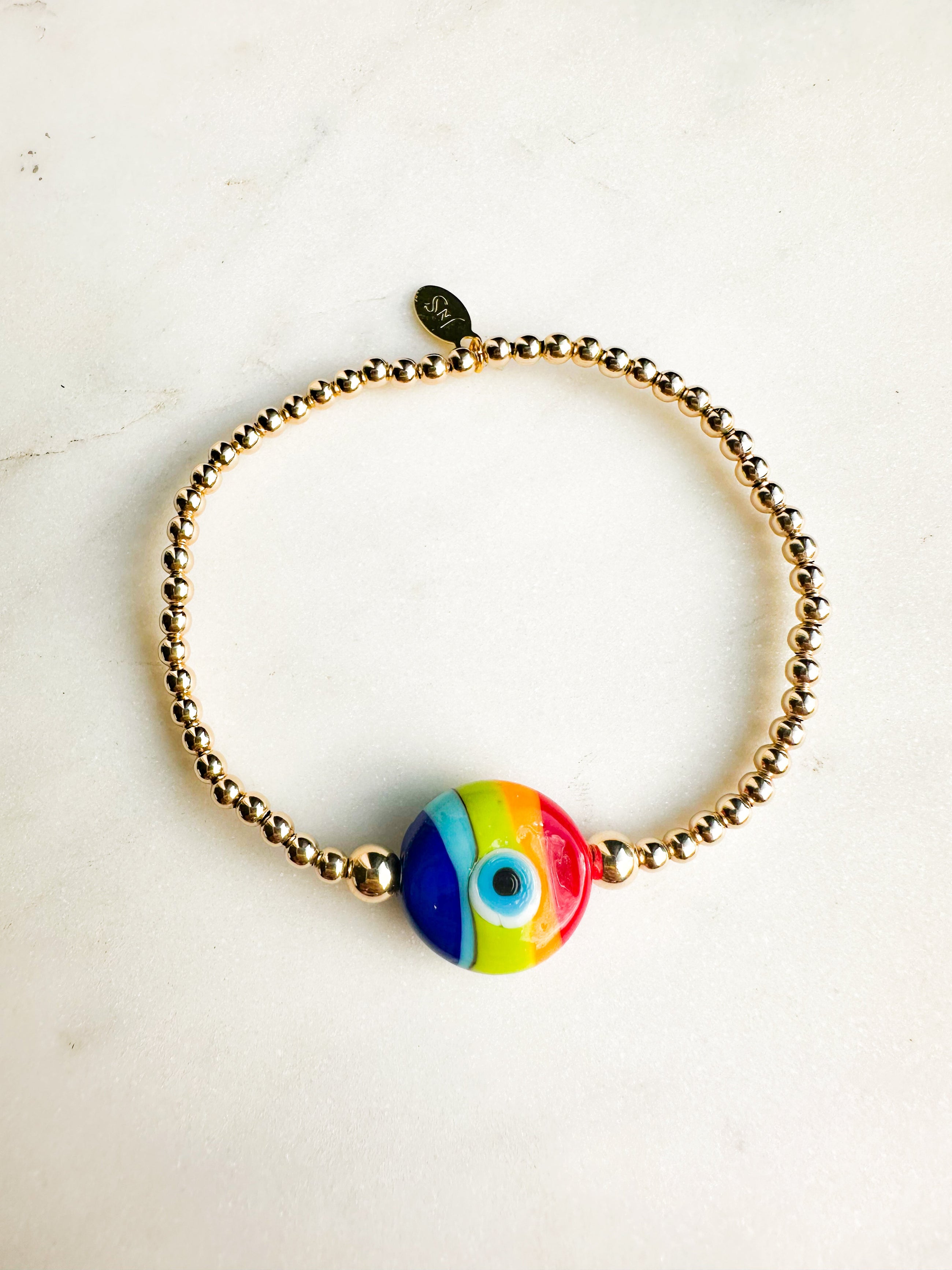 Rainbow Glass Eye Bracelet