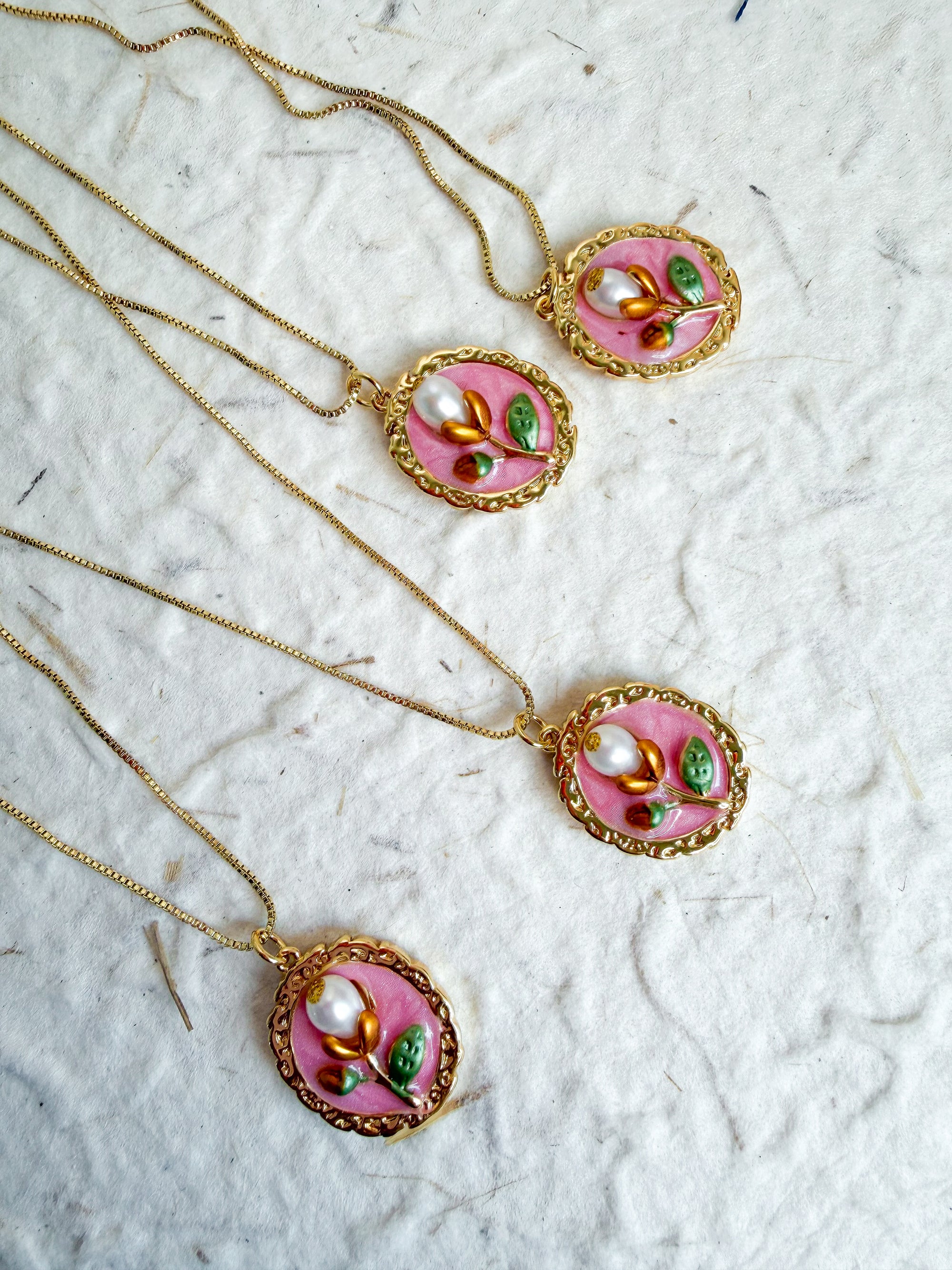 Blossom Pearl Enamel Necklace