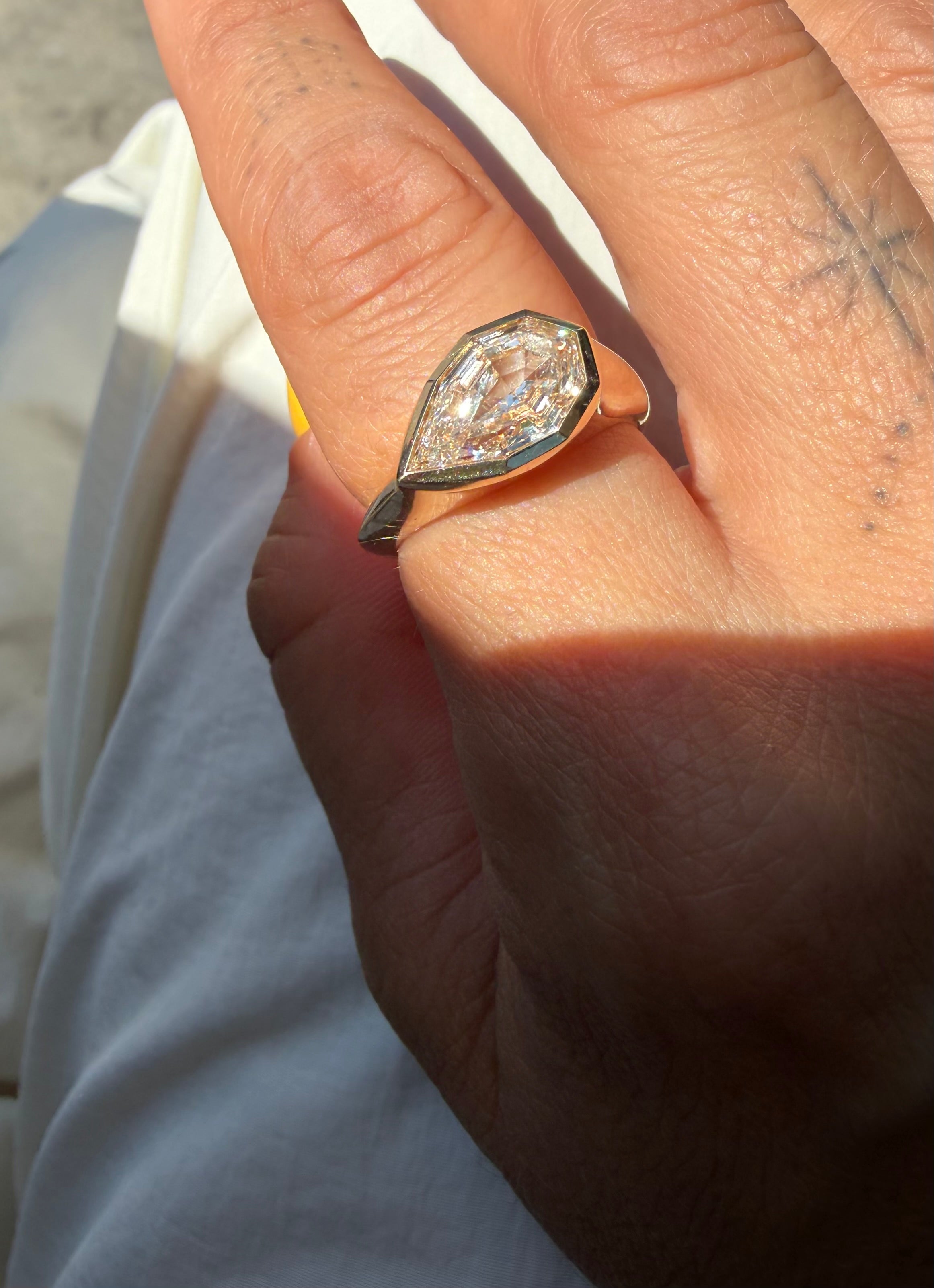 The Vesper East-West Pear Ring