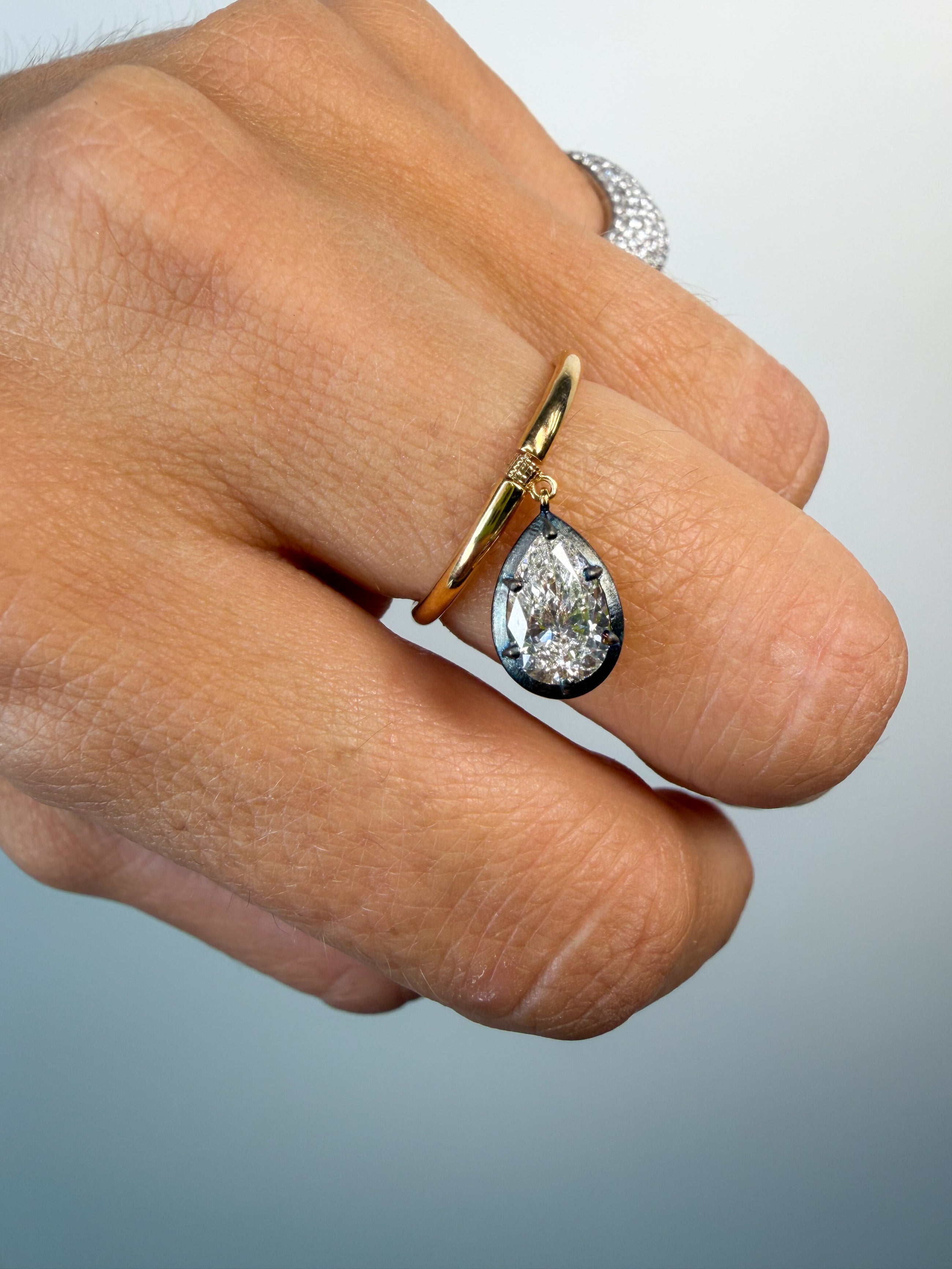 The Seraphine Pear Dangly Ring