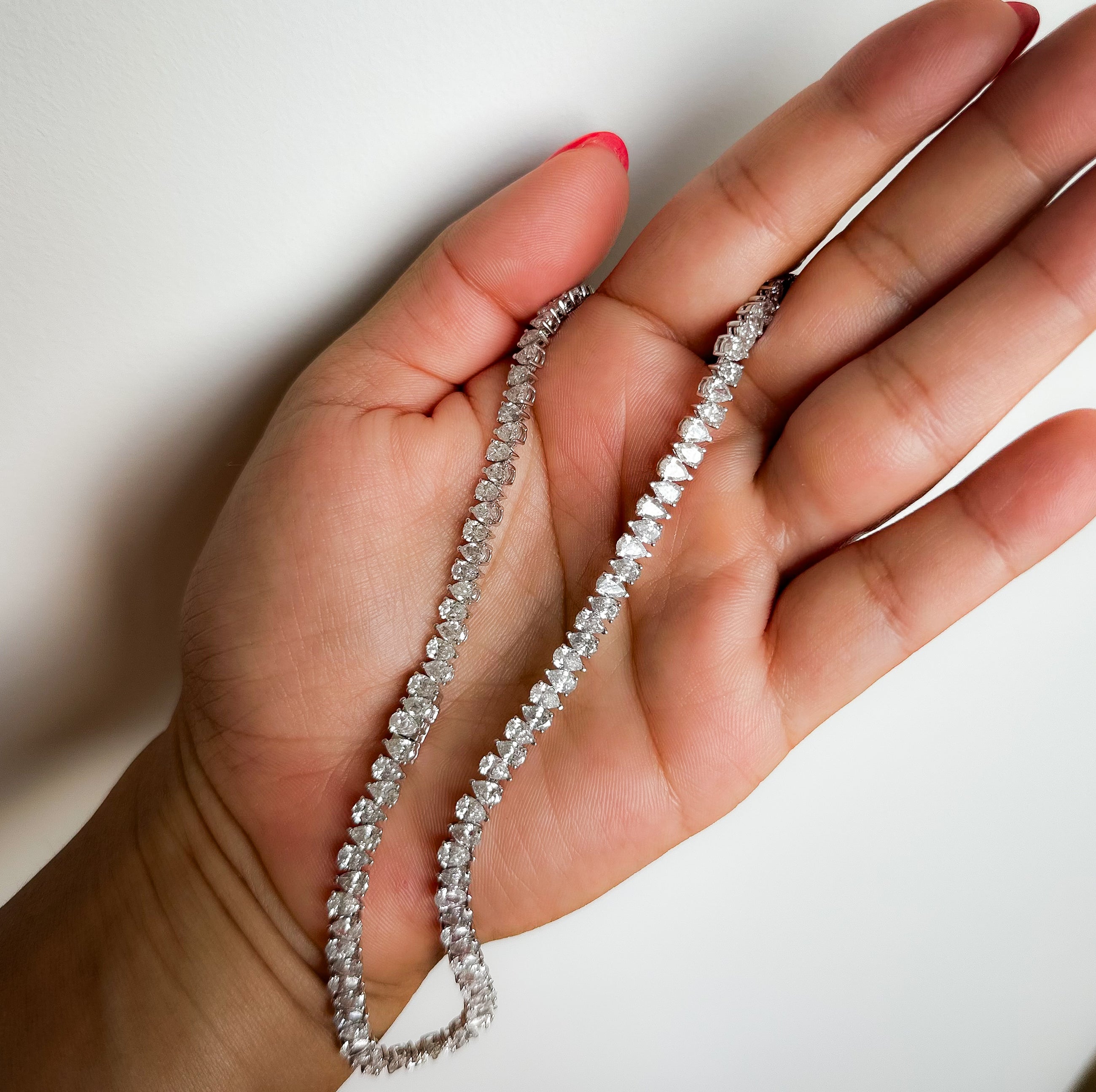 The Alternating Pear Diamond Tennis Necklace