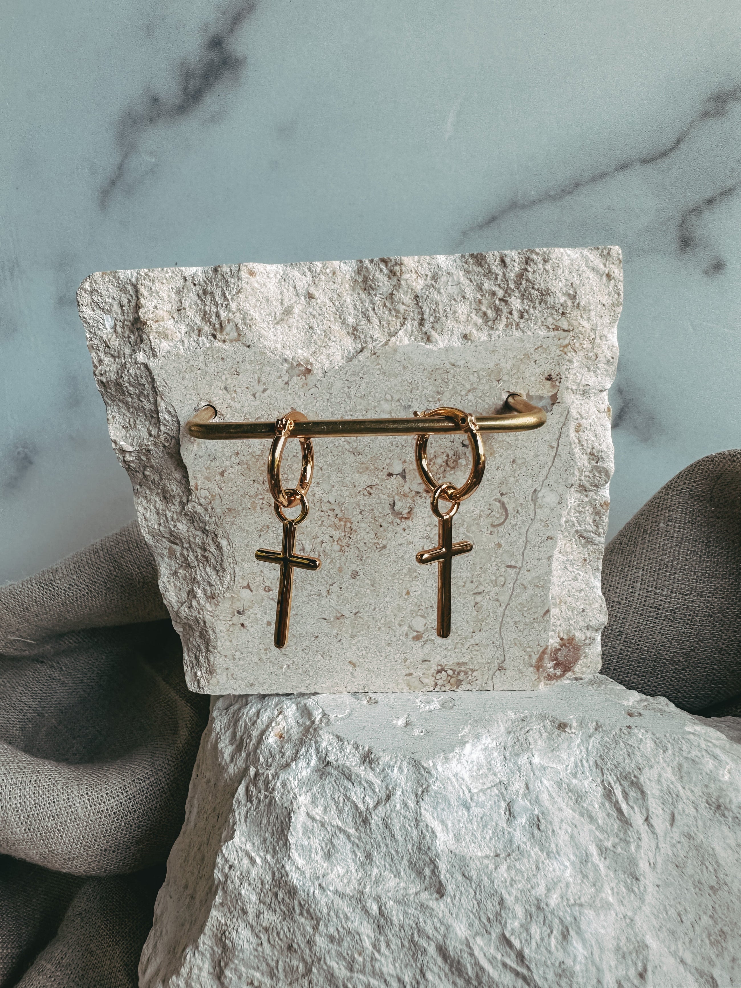 Gold Cross Earrings