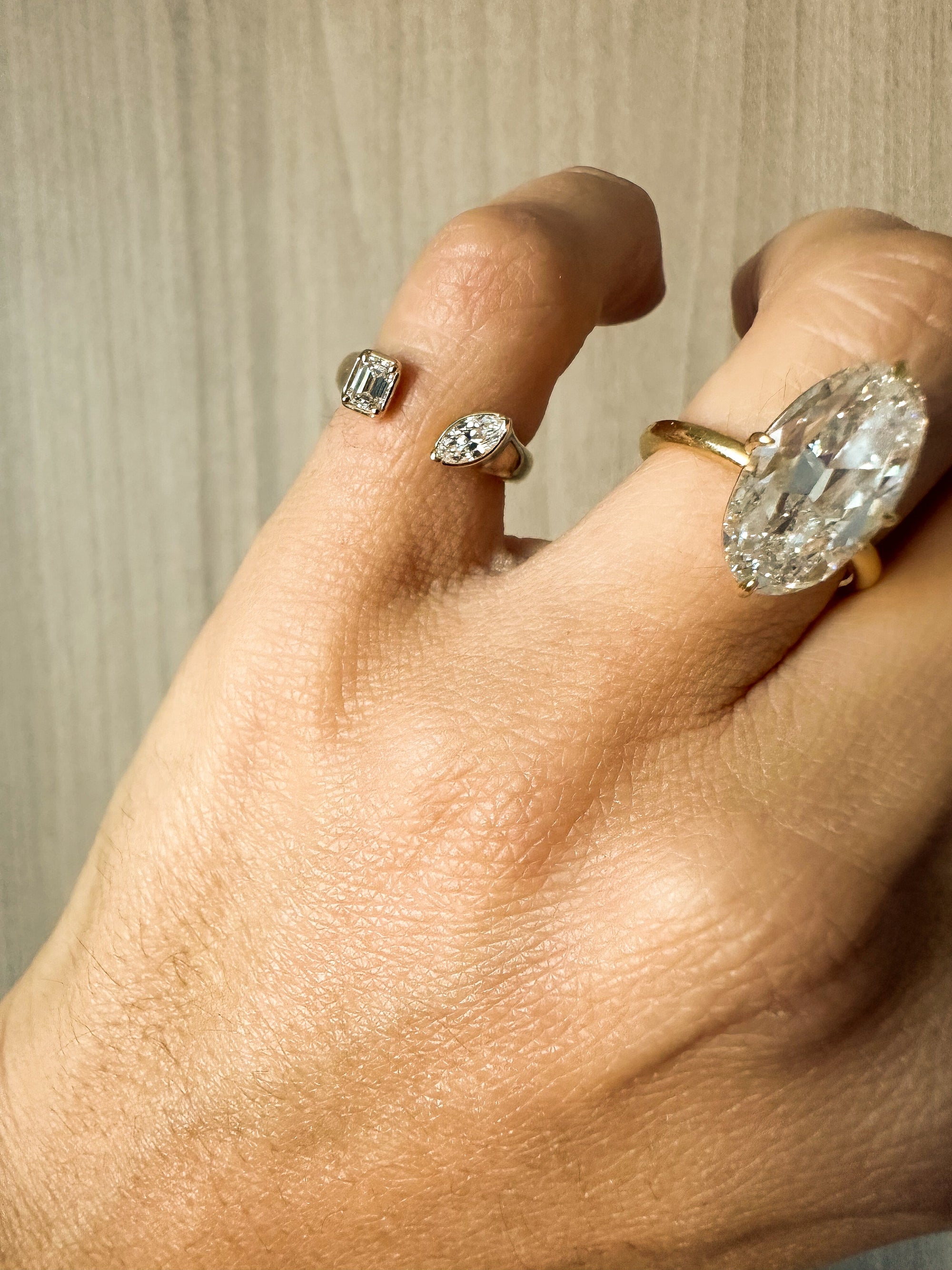 Emerald & Marquise Diamond Pinky Ring
