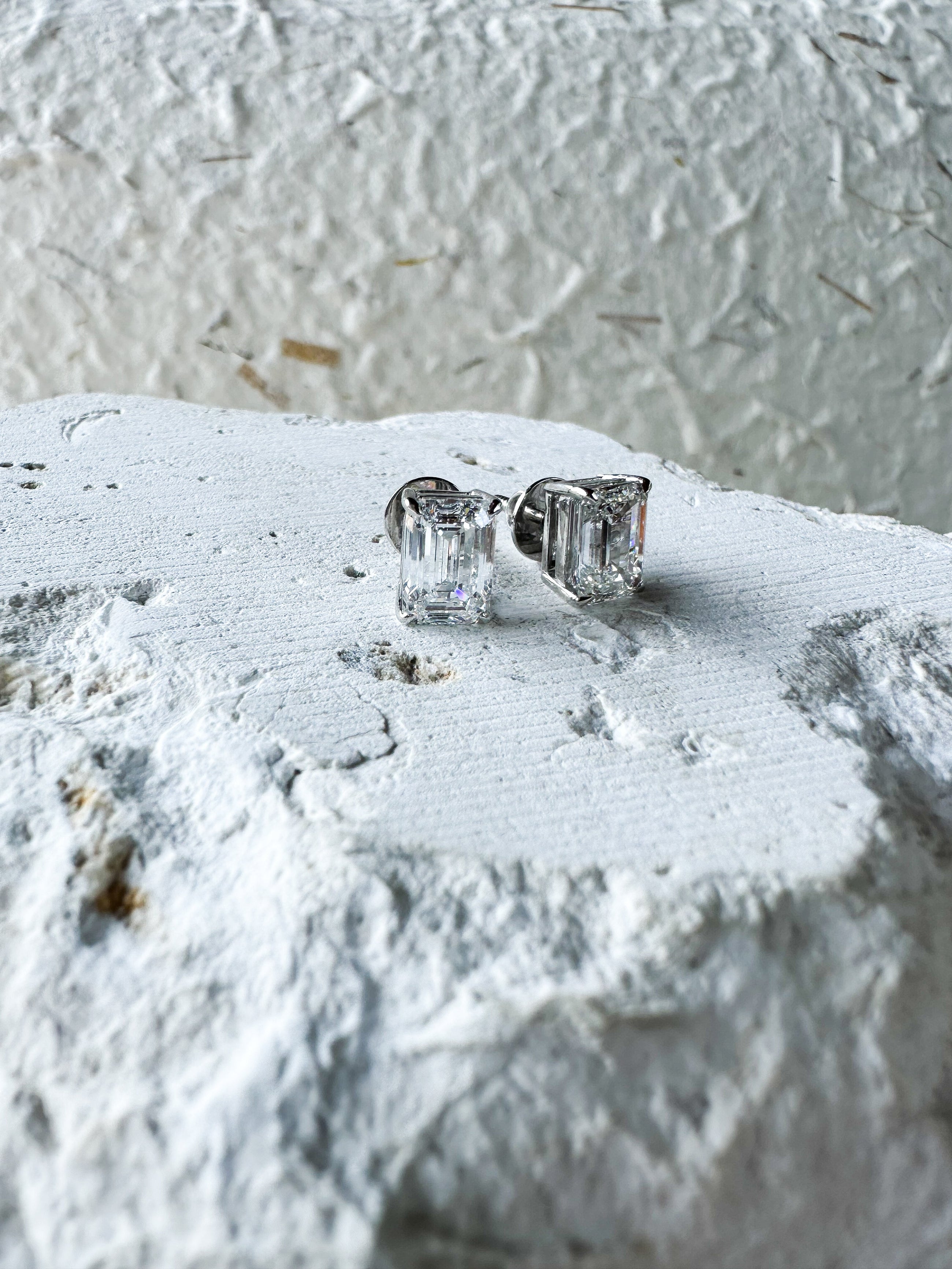 The Cool Girls - Emerald Cut 3ctw Diamond Studs