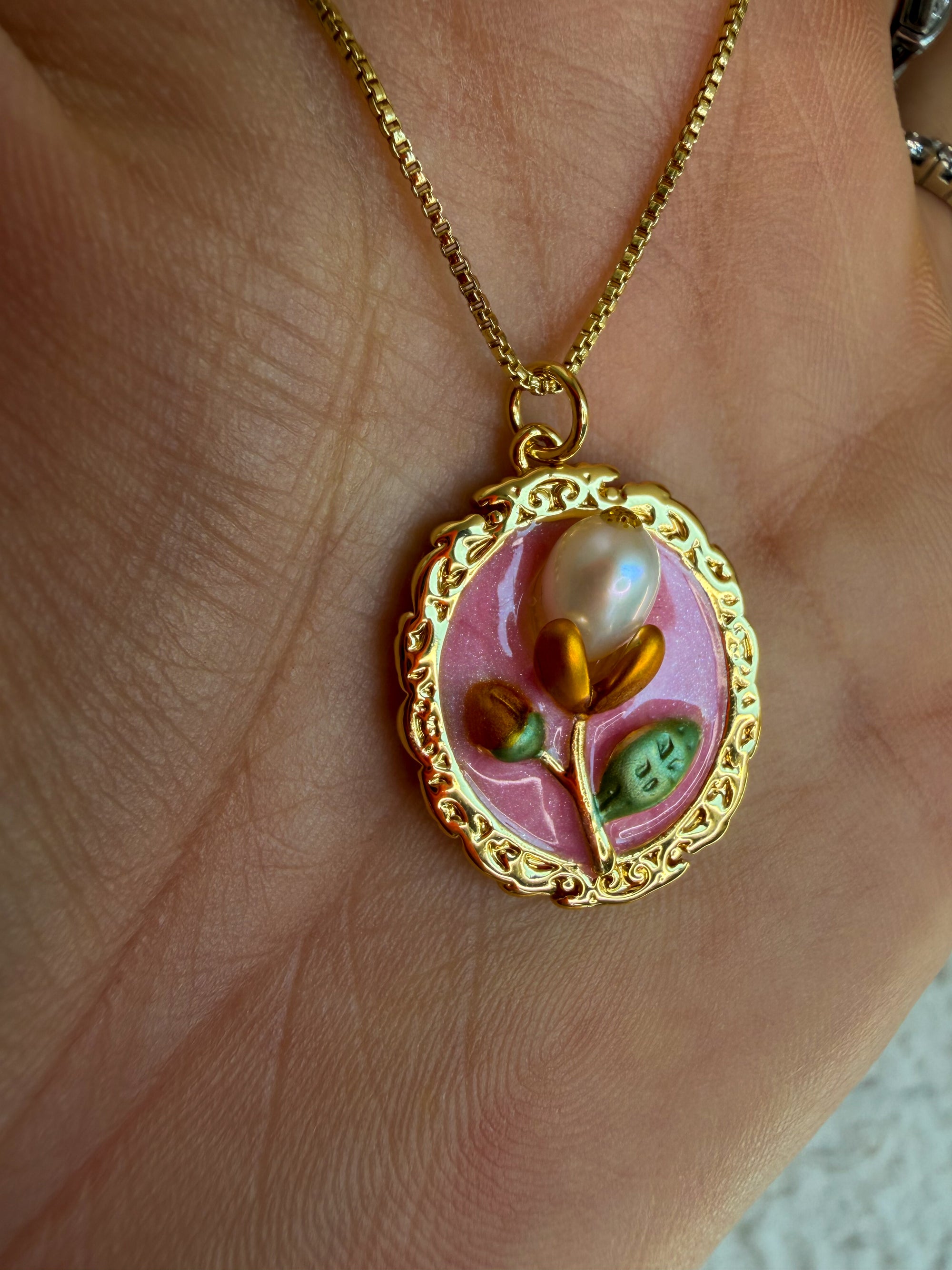 Blossom Pearl Enamel Necklace