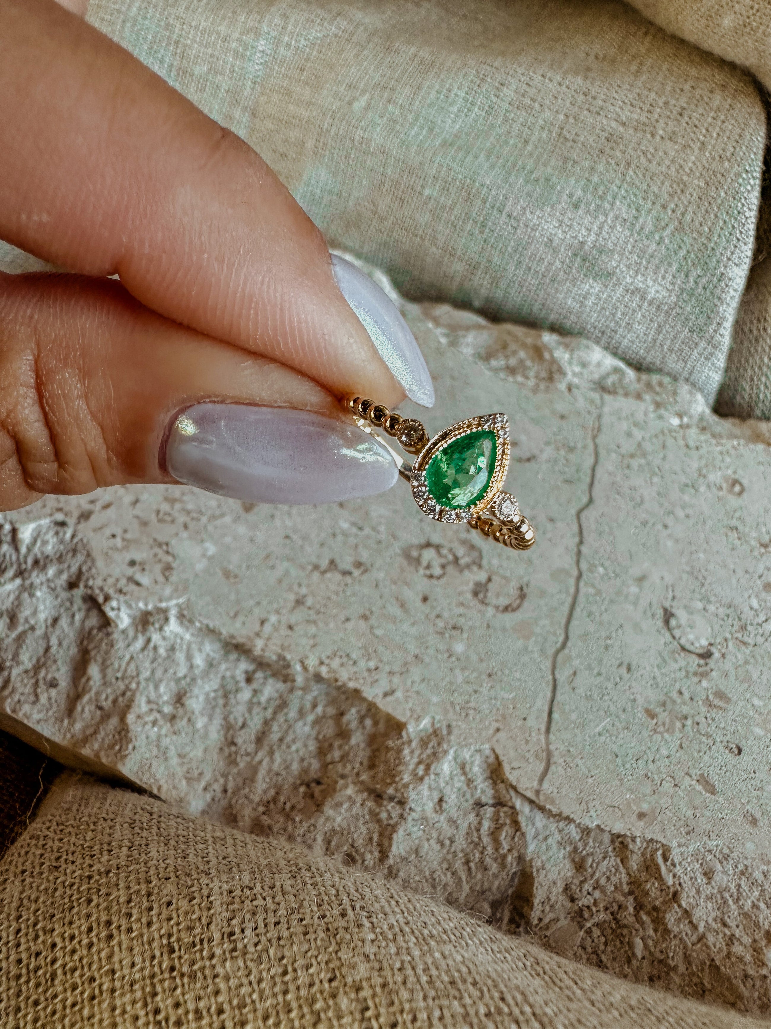 Gemstone Pear Diamond Ring