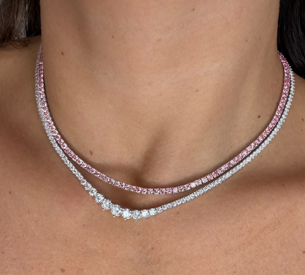 The Pink Panther Diamond Tennis Necklace