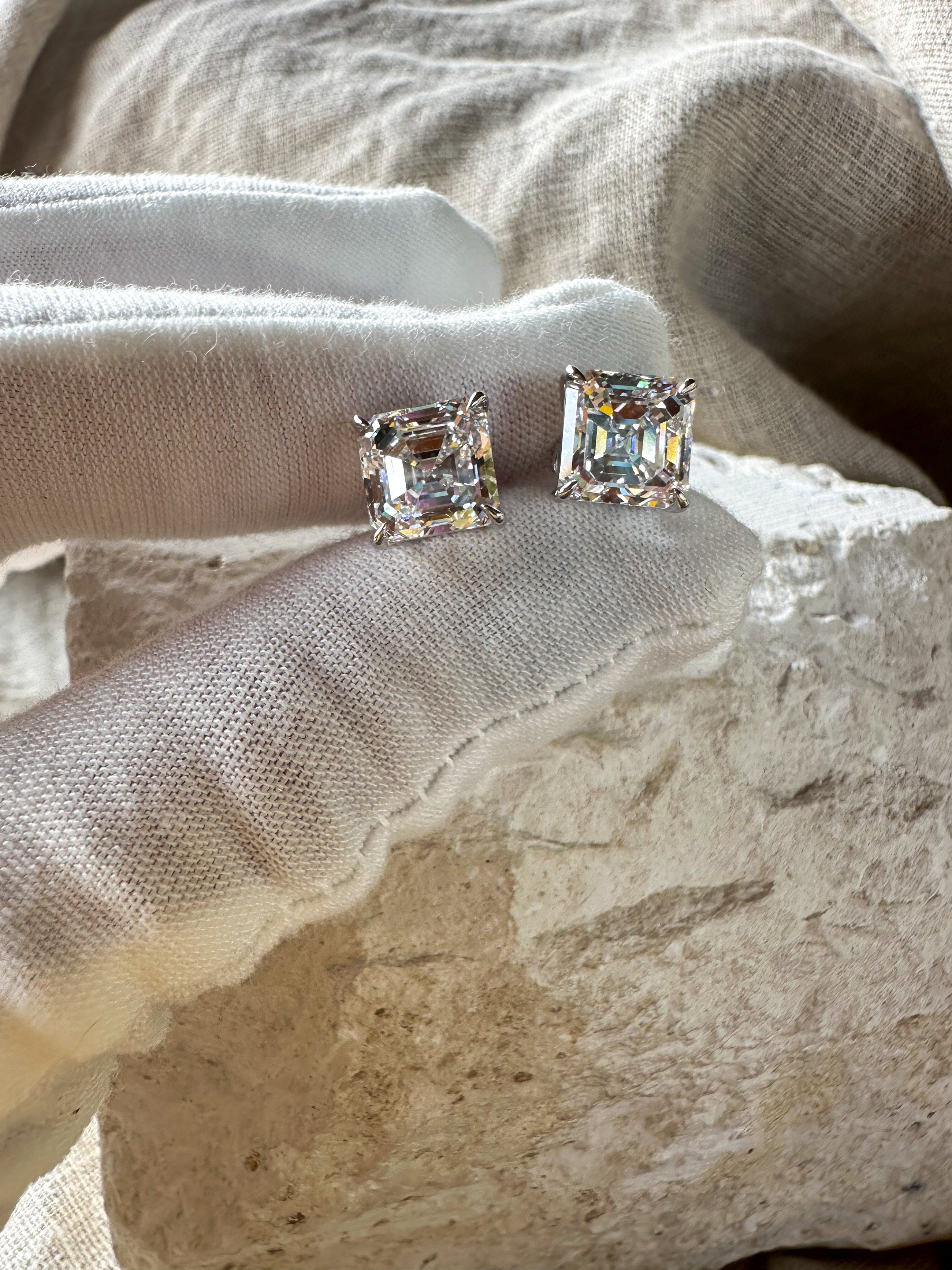 The Power Play - Asscher Cut 6ctw Diamond Studs