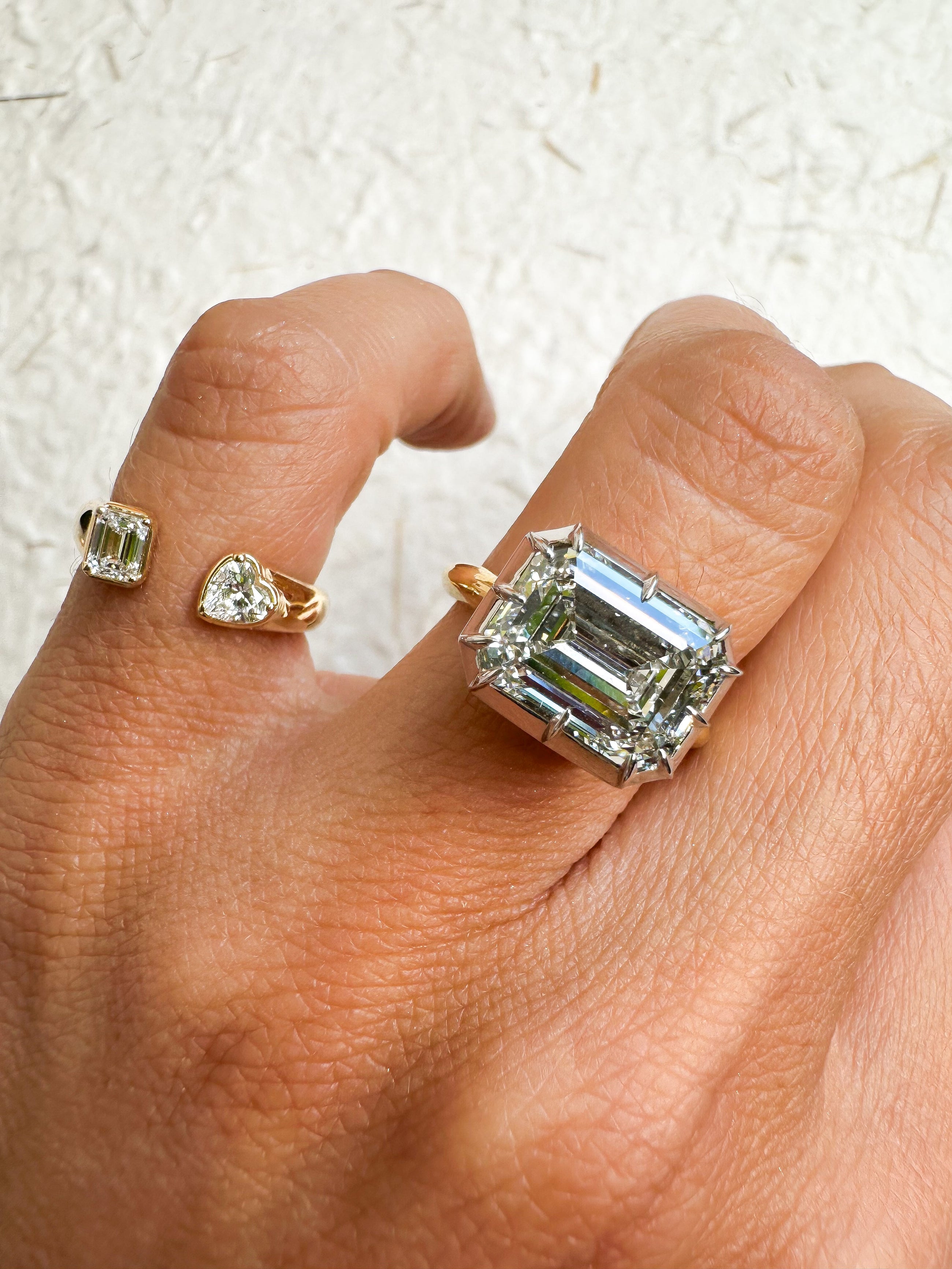 Heart & Emerald Diamond Pinky Ring