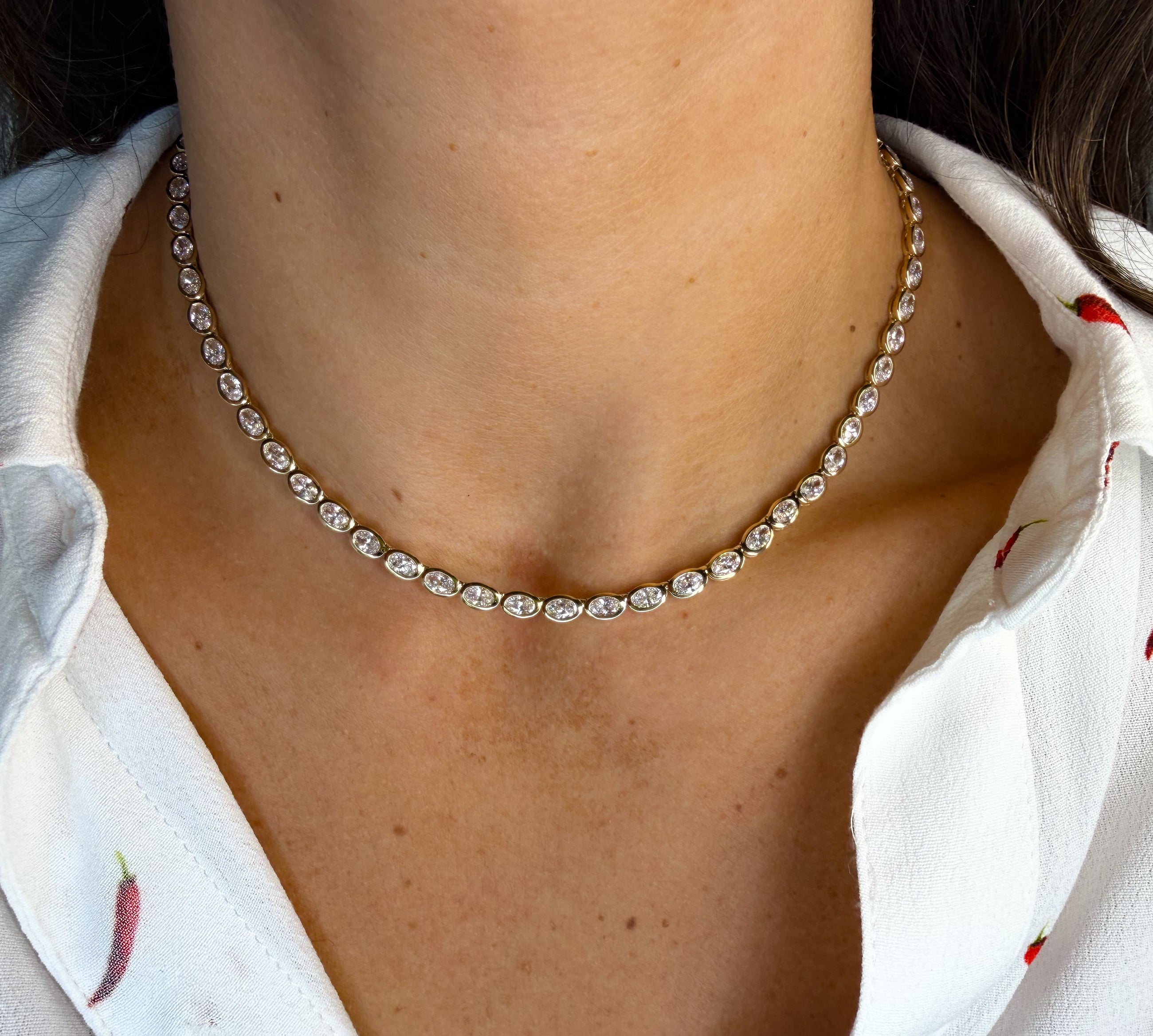 The Bezel Oval Tennis Necklace