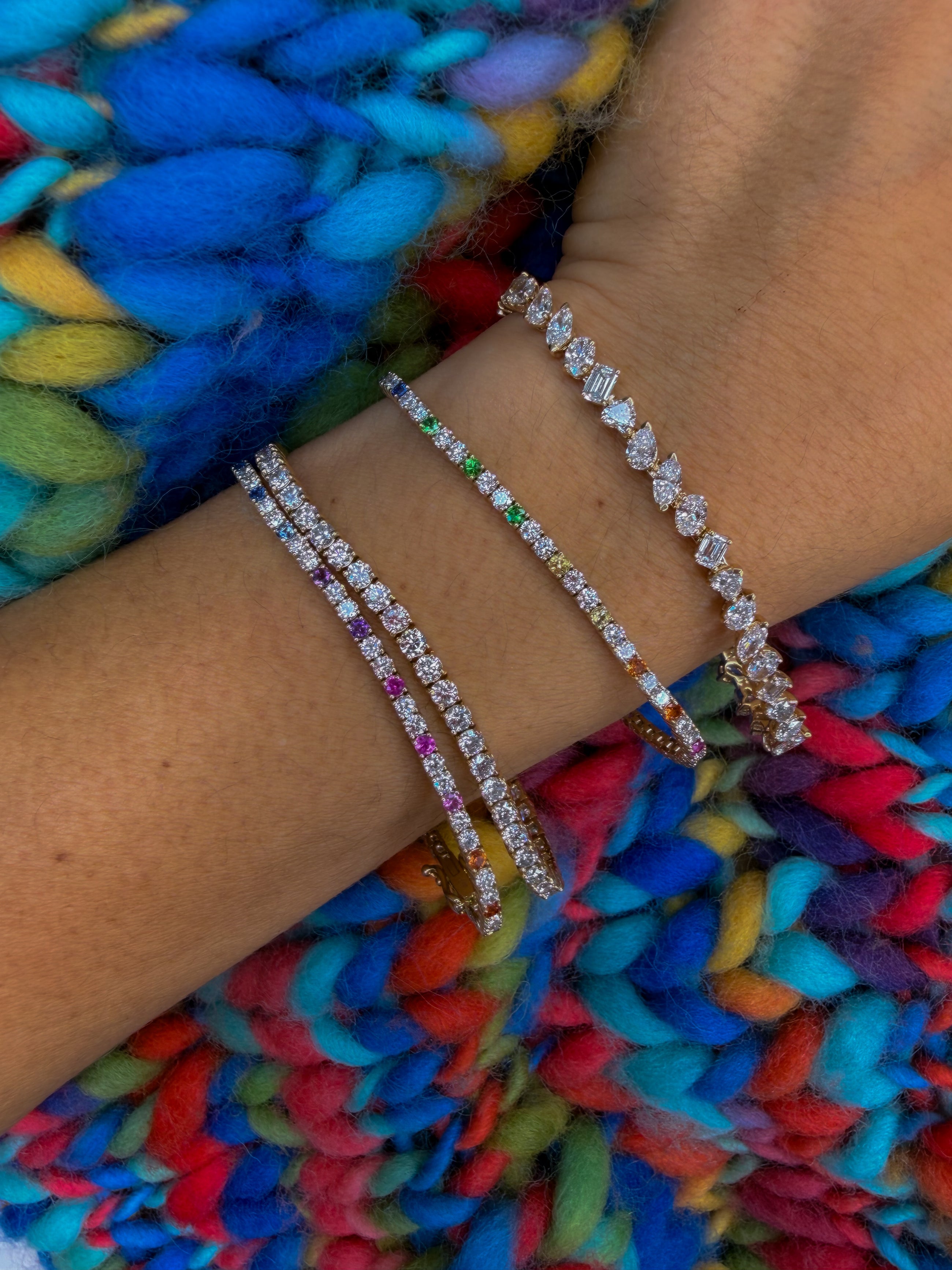 Rainbow Diamond Tennis Bracelet